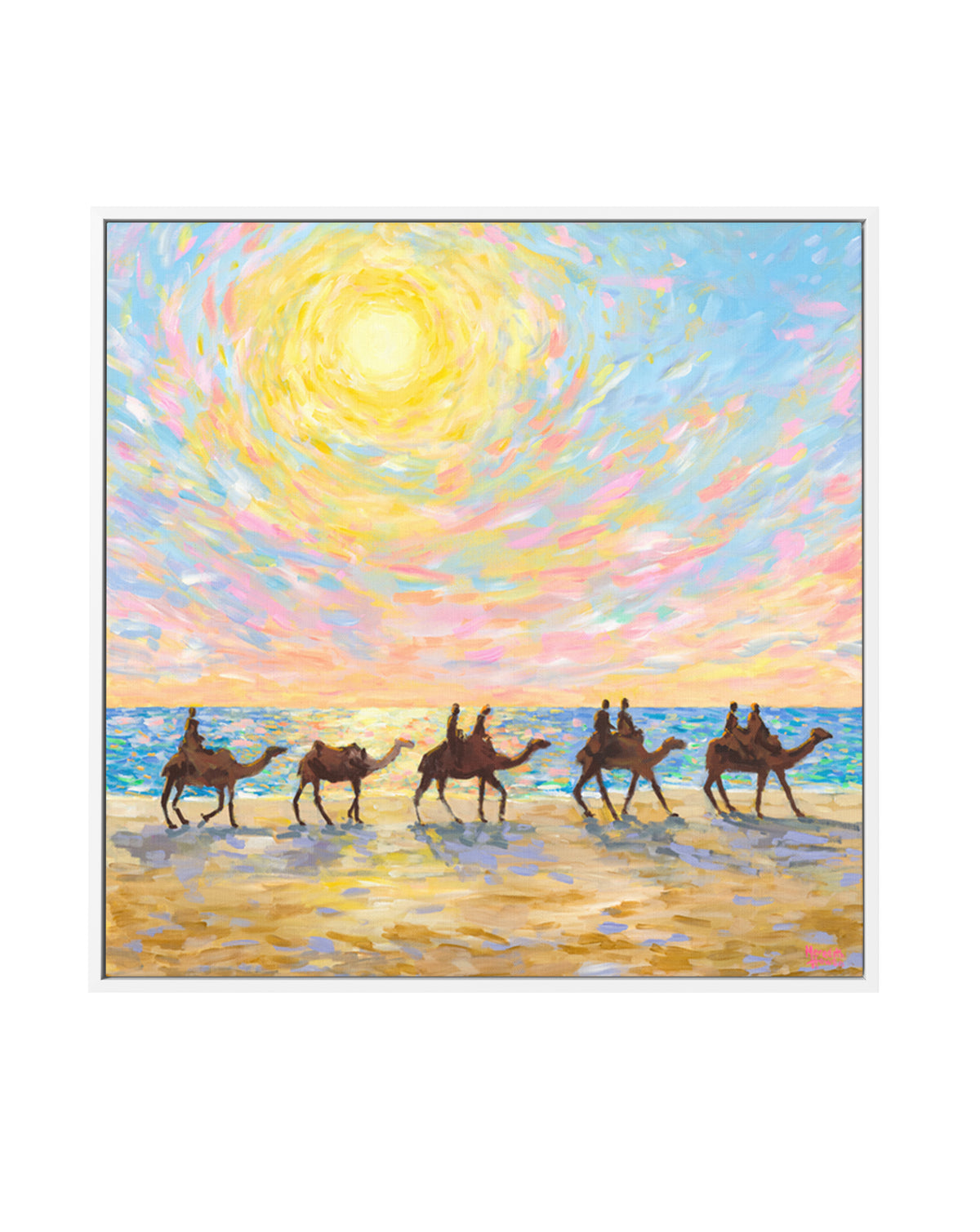 Mindil Beach Sunset with Camels by Meredith Howse | Framed Canvas Art Print
