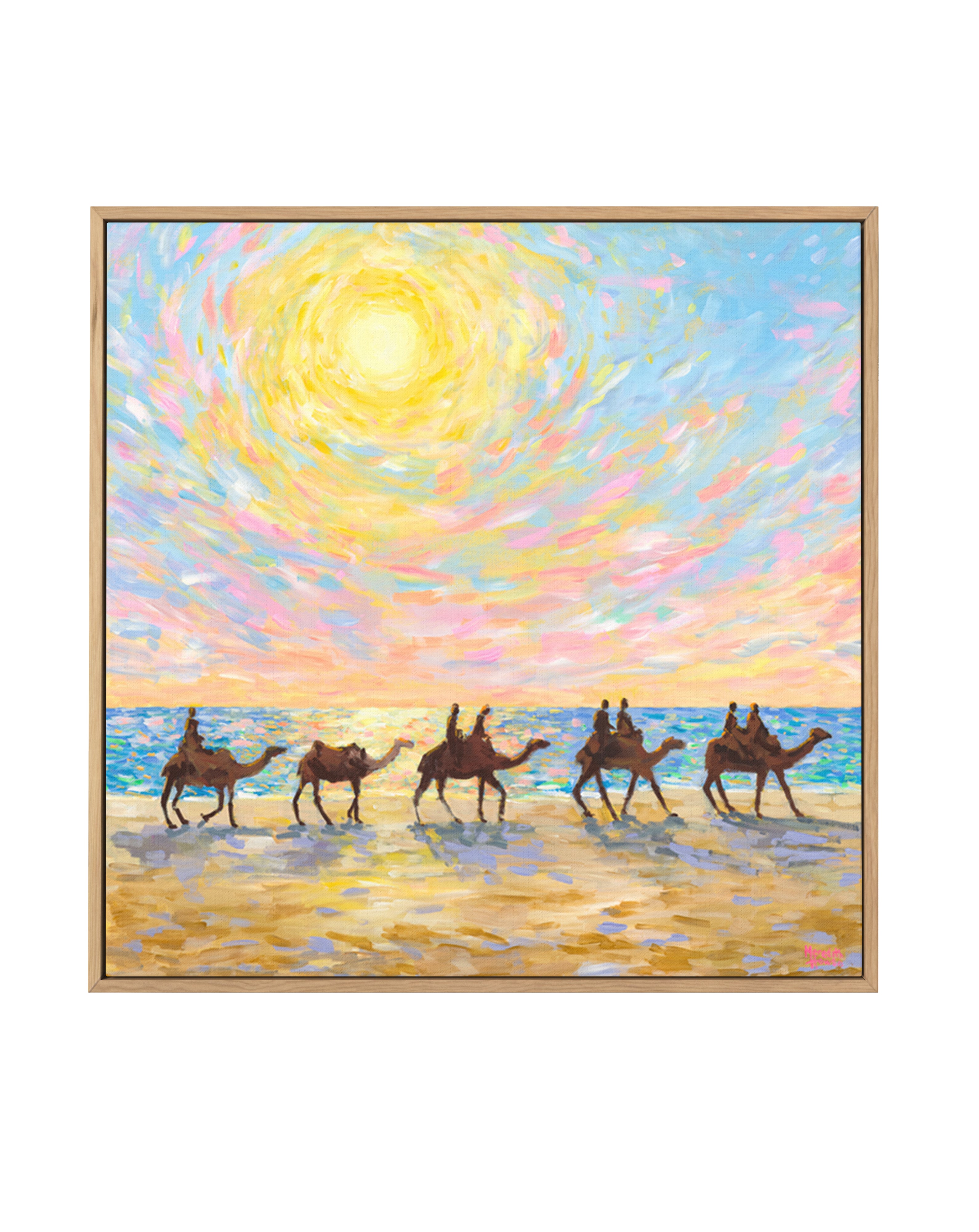 Mindil Beach Sunset with Camels by Meredith Howse | Framed Canvas Art Print
