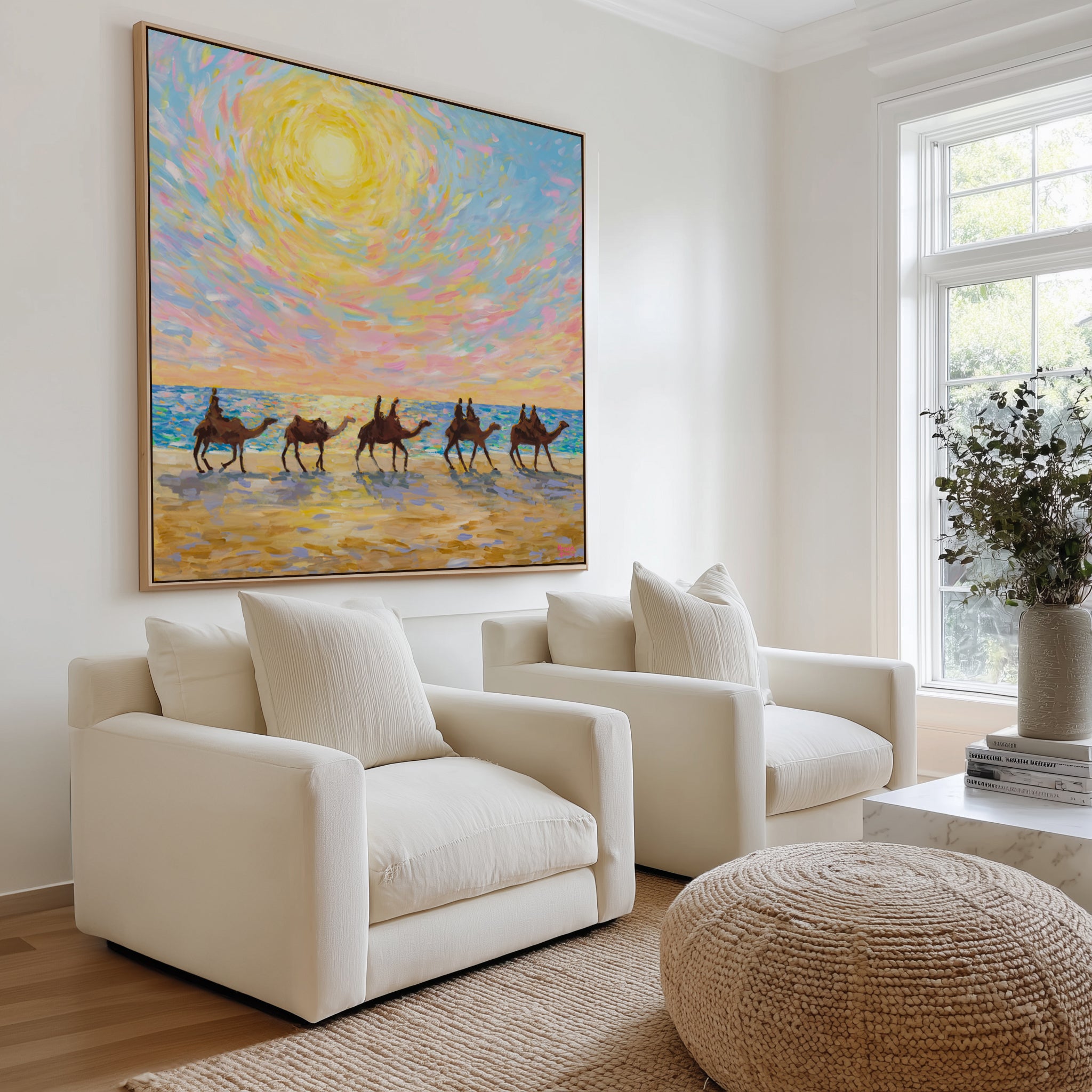 Mindil Beach Sunset with Camels by Meredith Howse | Framed Canvas Art Print