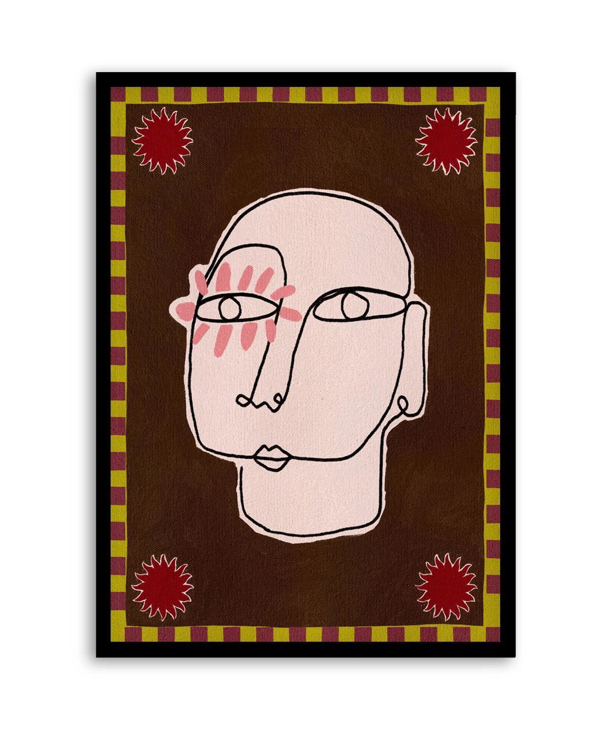 Minimalist Line Drawing Of A Face by Shatha Al Dafai | Art Print from Olive et Oriel where you can shop wallpaper and artworks online