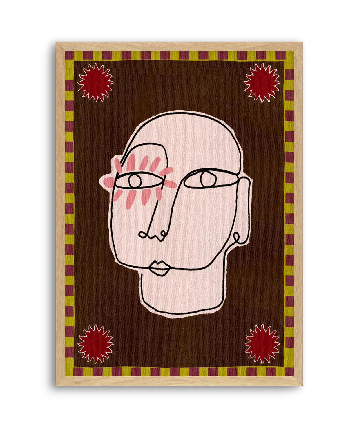 Minimalist Line Drawing Of A Face by Shatha Al Dafai | Art Print from Olive et Oriel where you can shop wallpaper and artworks online