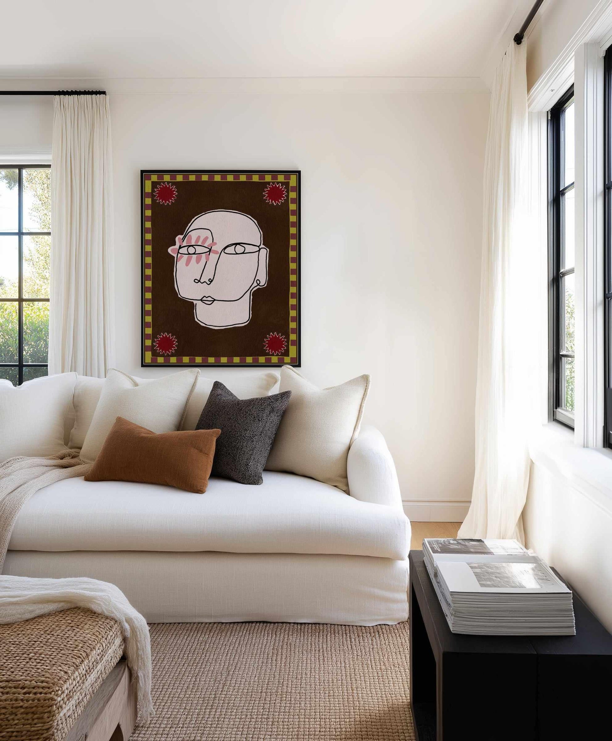 Minimalist Line Drawing Of A Face by Shatha Al Dafai | Framed Canvas Art Print from Olive et Oriel where you can shop wallpaper and artworks online