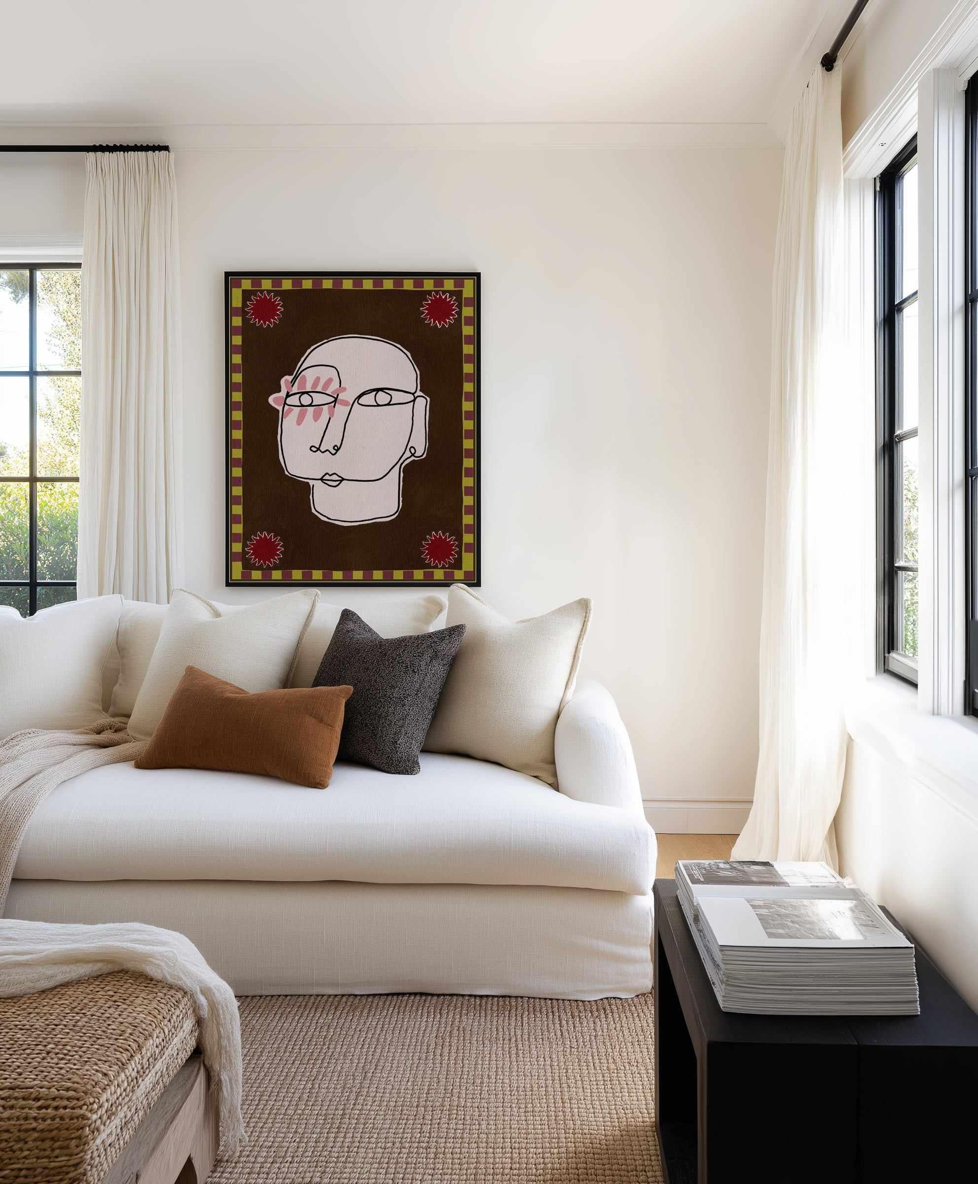 Minimalist Line Drawing Of A Face by Shatha Al Dafai | Framed Canvas Art Print from Olive et Oriel where you can shop wallpaper and artworks online