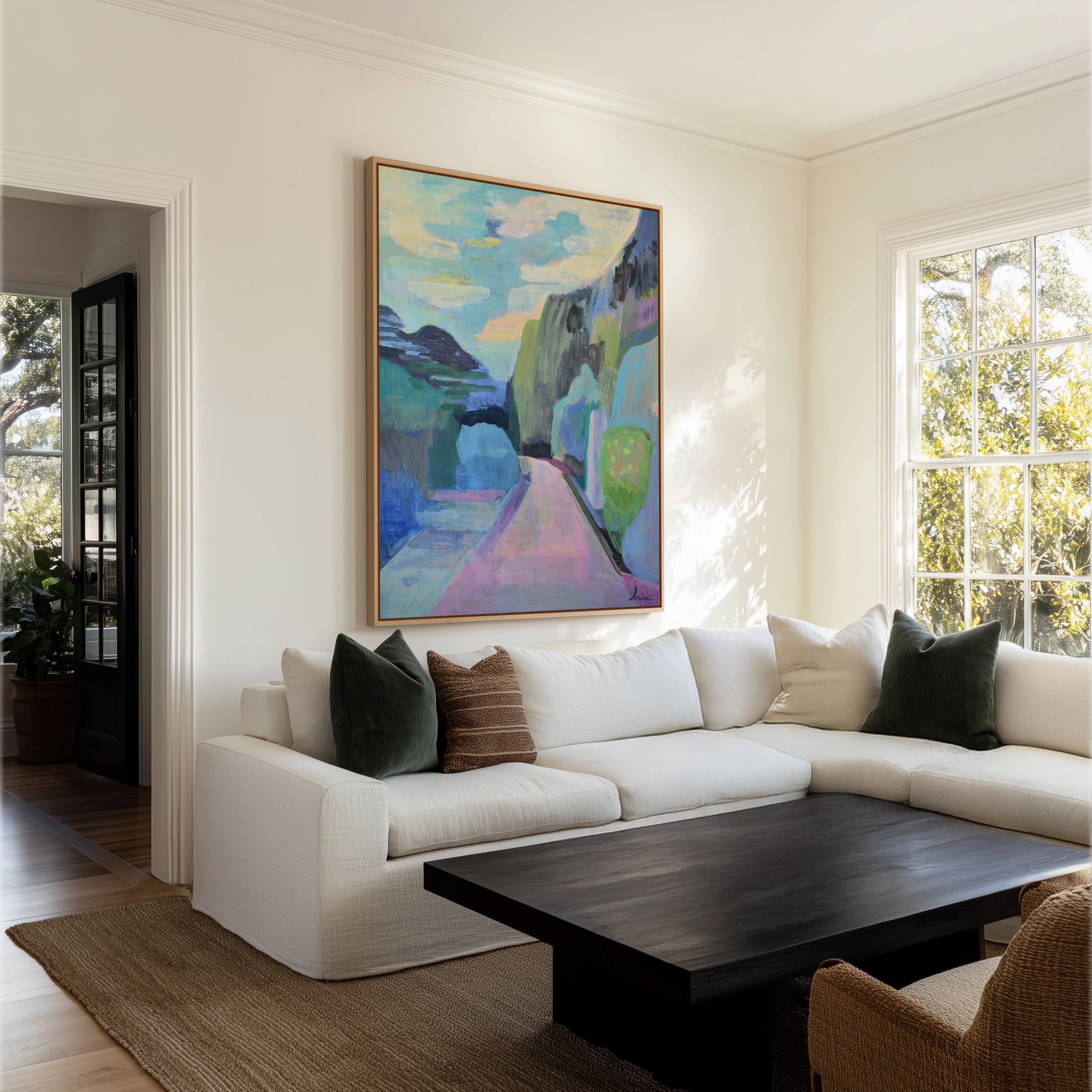 Monserrat Path of Light by Iria Fernandez Alvarez | Framed Canvas Art Print