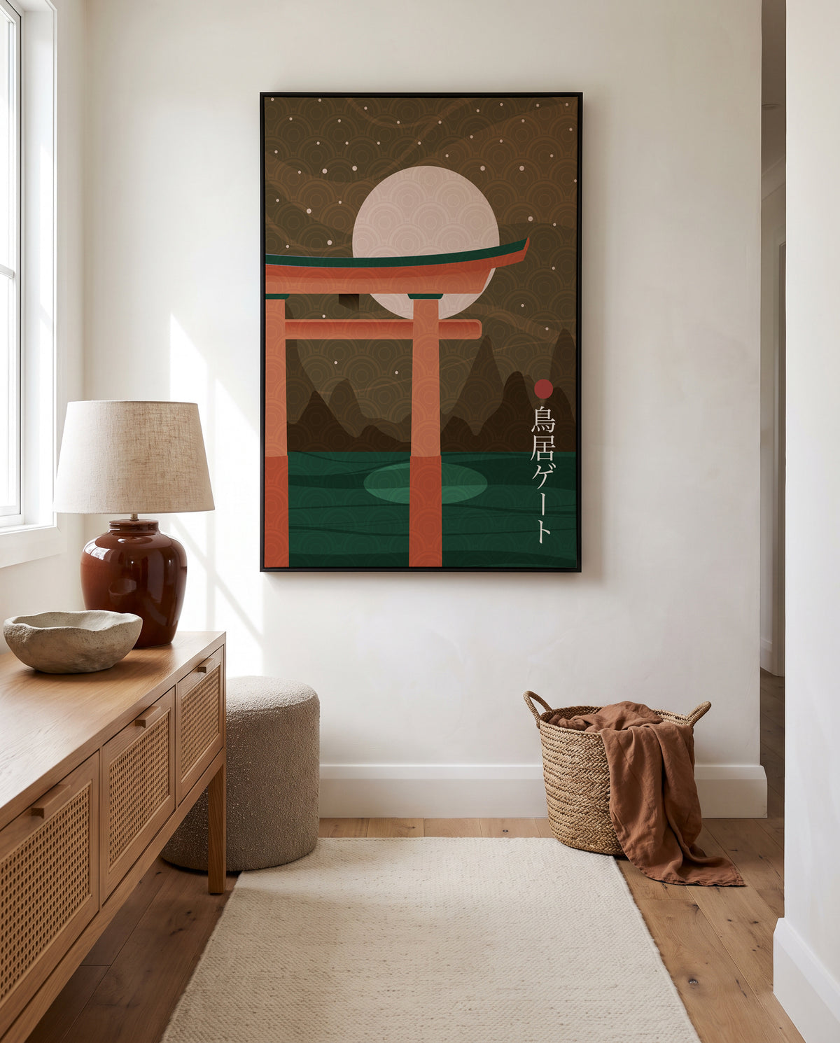 Moonlit Torii Gate by Fadil Roze | Framed Canvas Art Print