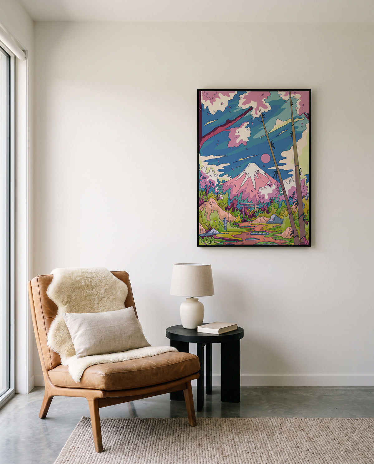 Mount Fuji Cherry Path by Stephen Wade | Framed Canvas Art Print