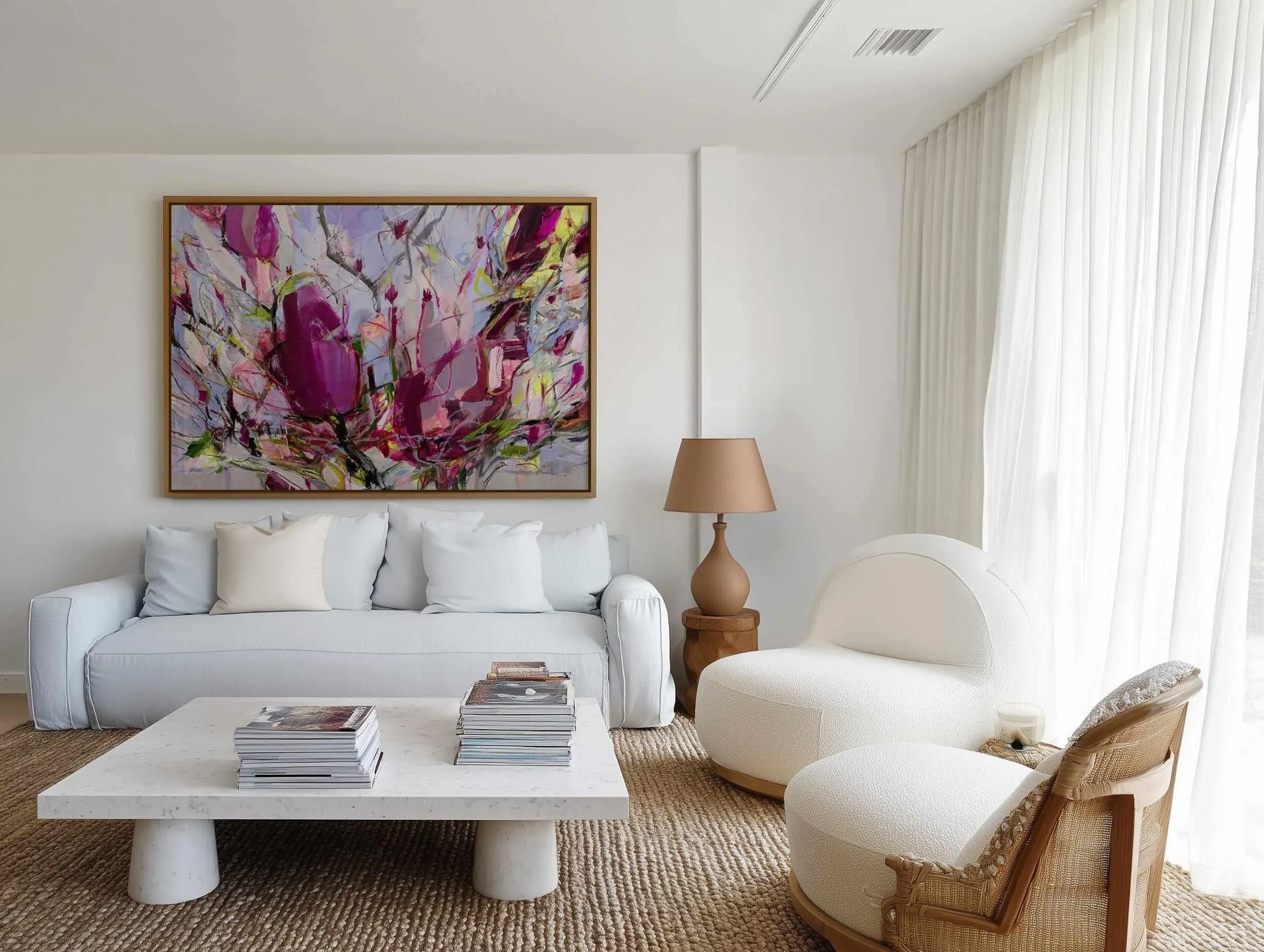 Magnolia Blossoms by Kati Bujna | Framed Canvas Art Print from Olive et Oriel where you can shop wallpaper and artworks online