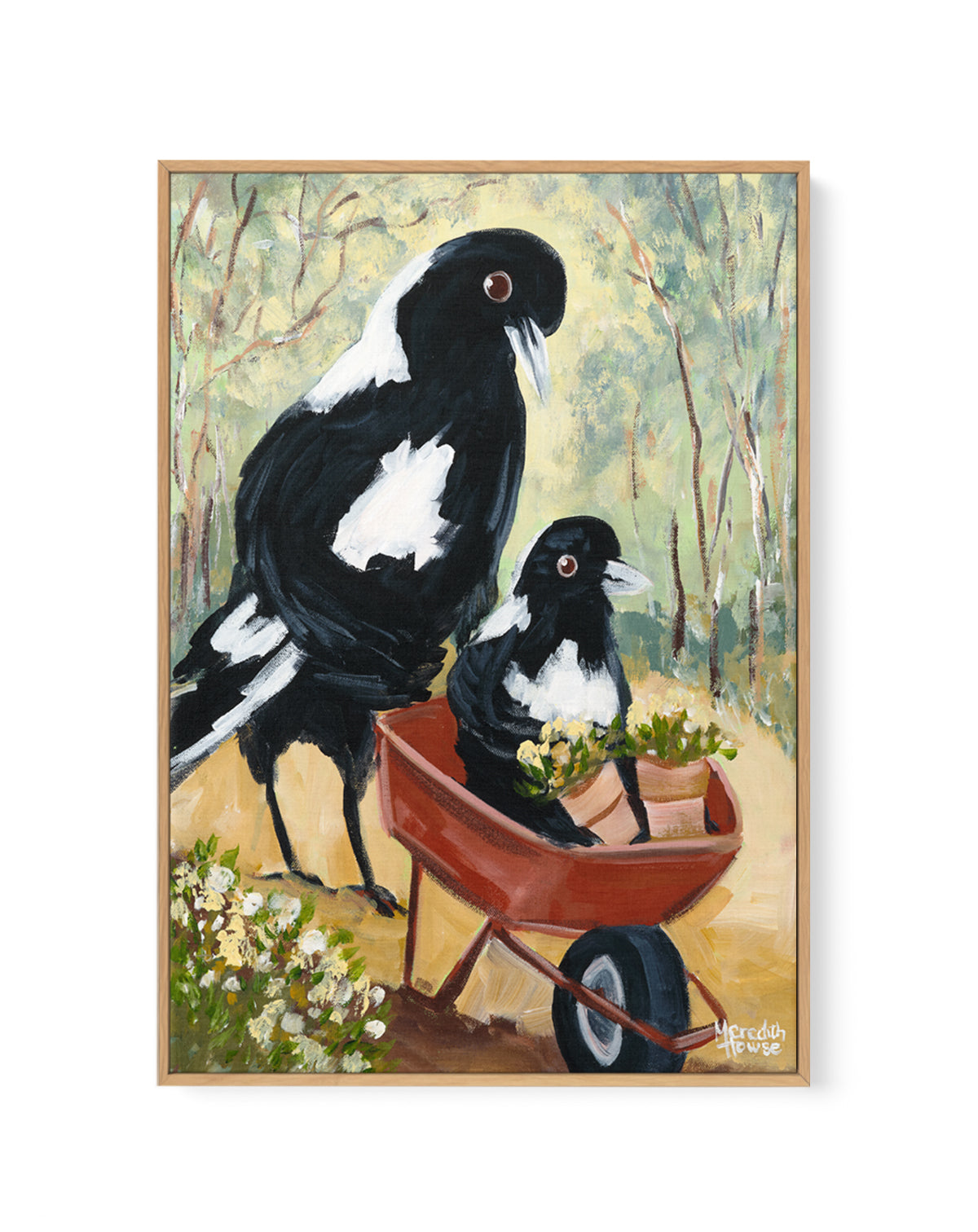 Magpie Garden by Meredith Howse | Framed Canvas Art Print
