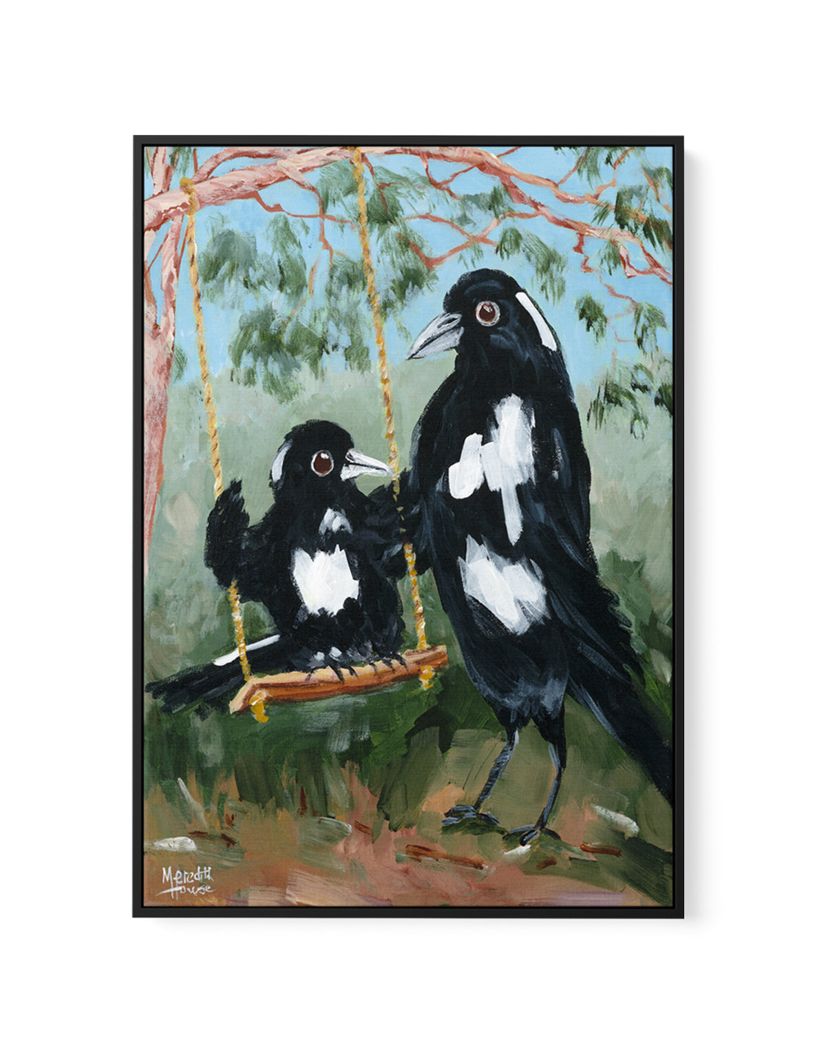 Magpie Swing by Meredith Howse | Framed Canvas Art Print