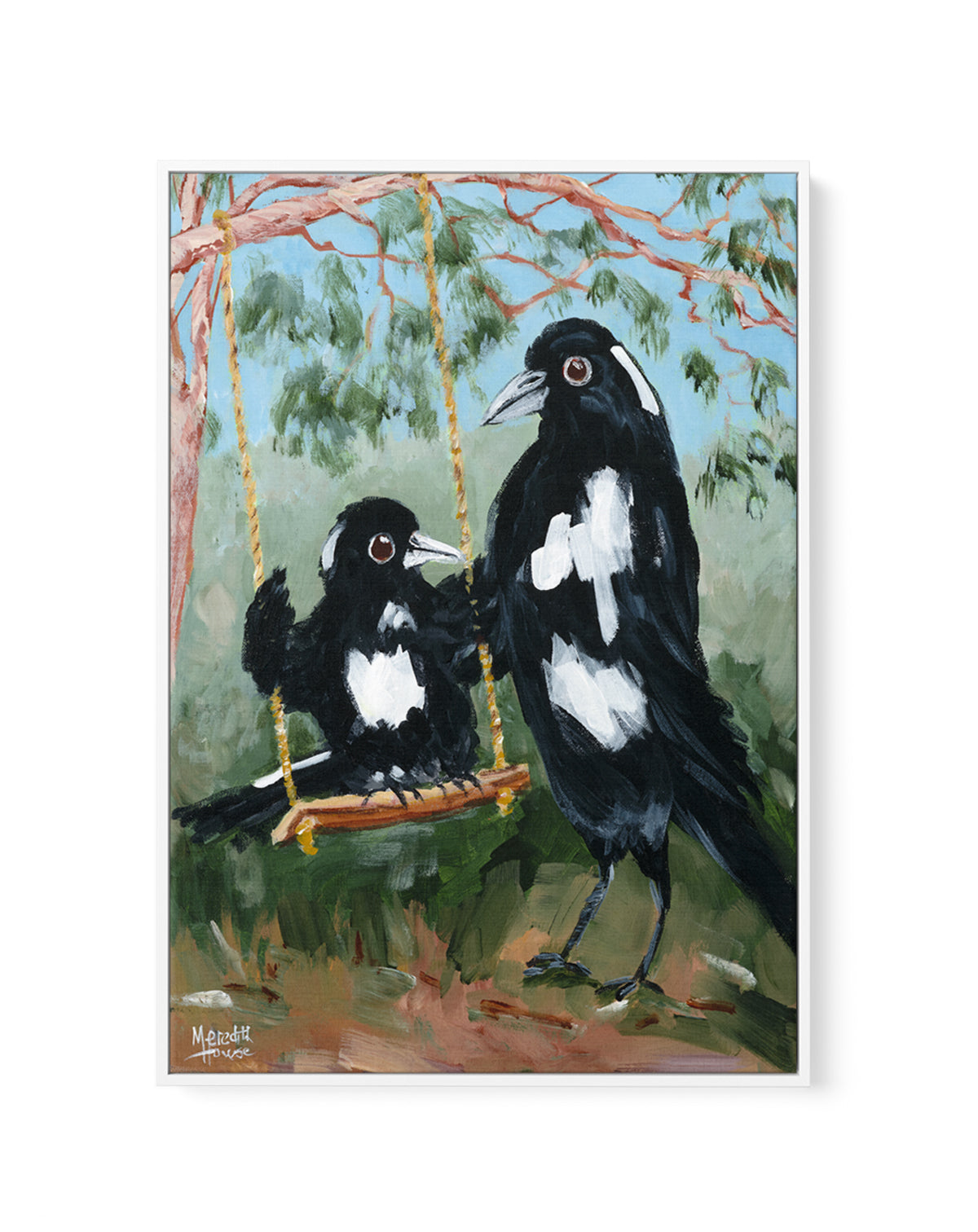 Magpie Swing by Meredith Howse | Framed Canvas Art Print