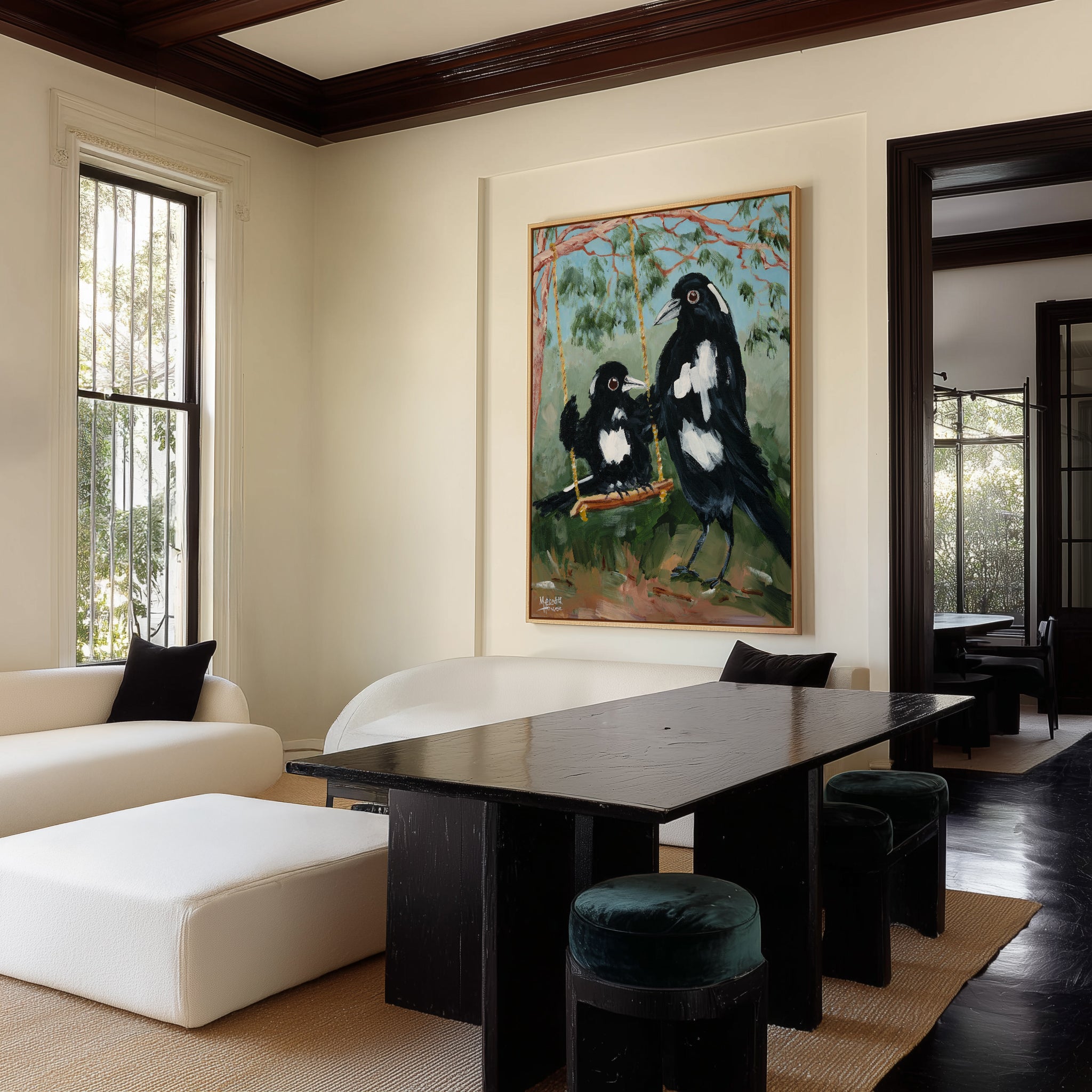 Magpie Swing by Meredith Howse | Framed Canvas Art Print