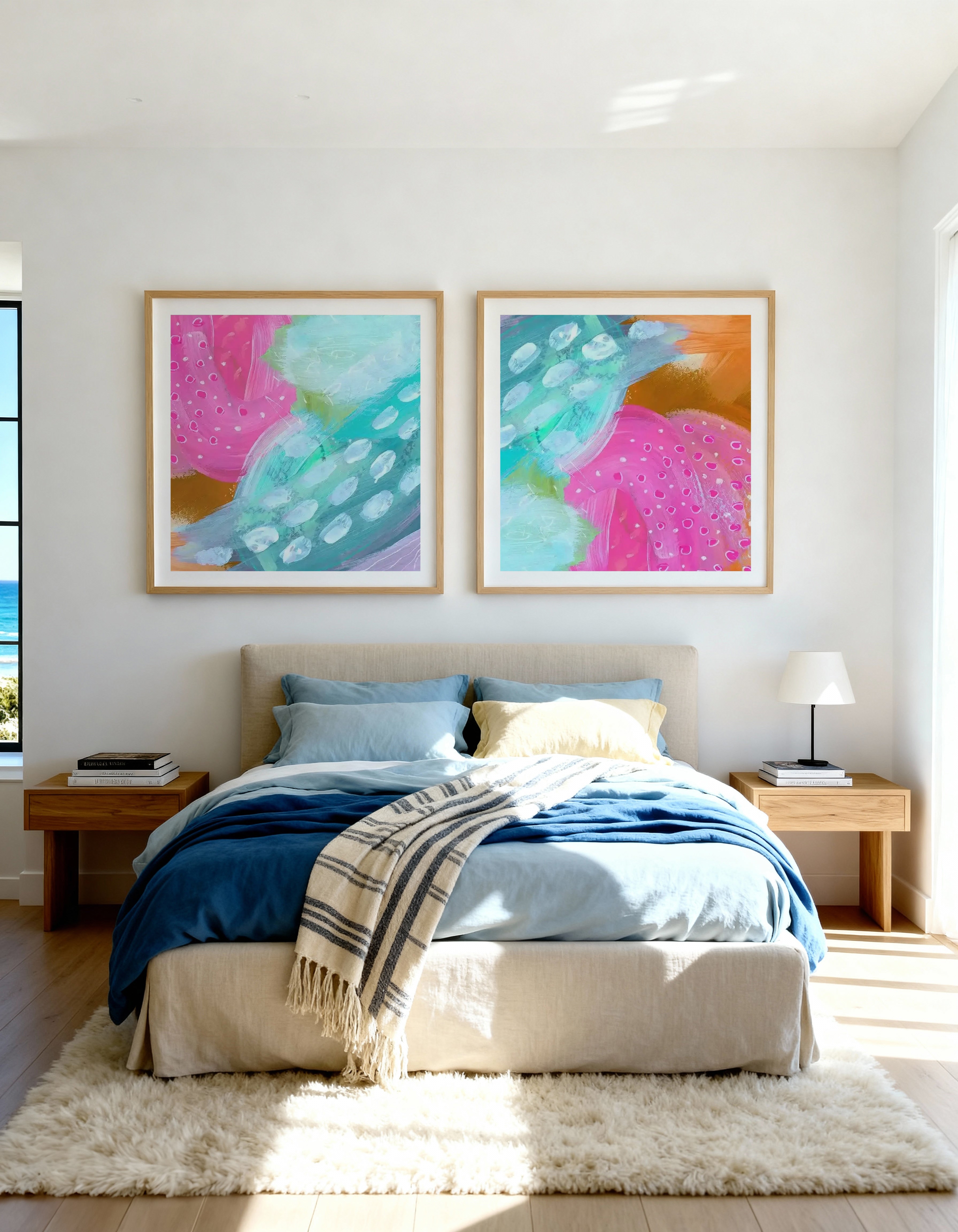 Mahli Square I & III Art Print Set of 2 | Matching Wall Art
