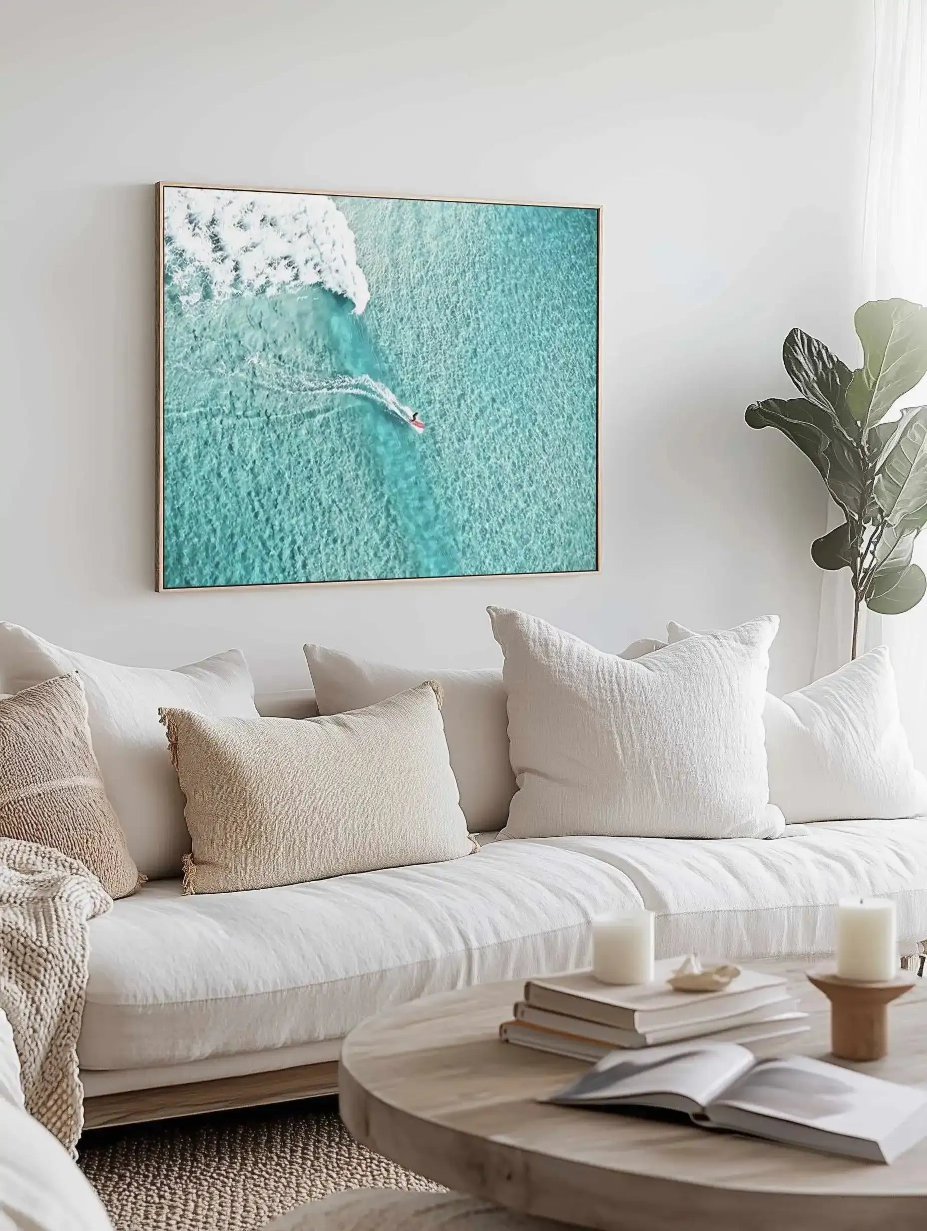 Mal Rider, Bondi | Aerial Photo Wall Framed Canvas Art Print from Olive et Oriel where you can shop wallpaper and artworks online