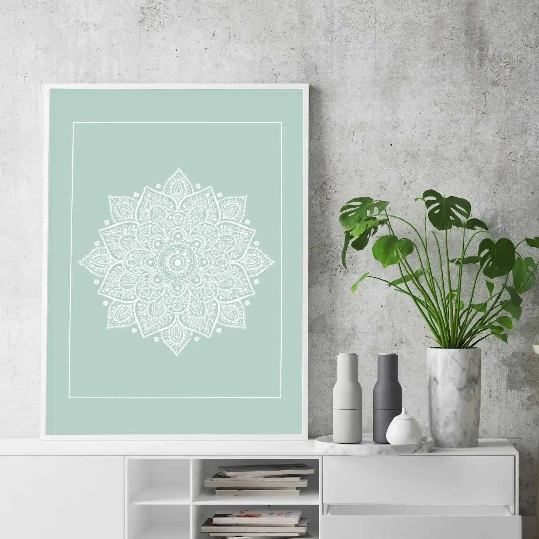 Mandala | Seafoam Art Print-Buy-Bohemian-Wall-Art-Print-And-Boho-Pictures-from-Olive-et-Oriel-Bohemian-Wall-Art-Print-And-Boho-Pictures-And-Also-Boho-Abstract-Art-Paintings-On-Canvas-For-A-Girls-Bedroom-Wall-Decor-Collection-of-Boho-Style-Feminine-Art-Poster-and-Framed-Artwork-Update-Your-Home-Decorating-Style-With-These-Beautiful-Wall-Art-Prints-Australia