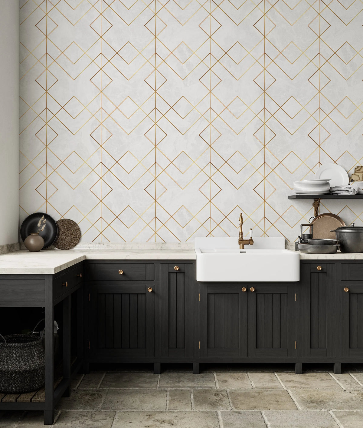 Marble and Gold Wallpaper from Olive et Oriel where you can shop wallpaper and artworks online