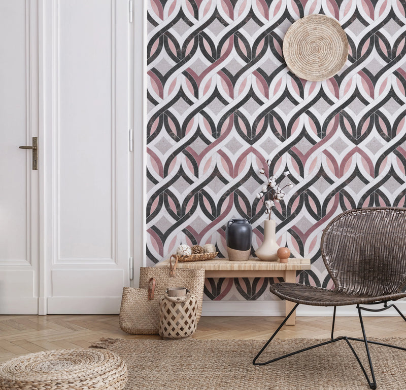 Marble Knots - Pink Wallpaper from Olive et Oriel where you can shop wallpaper and artworks online