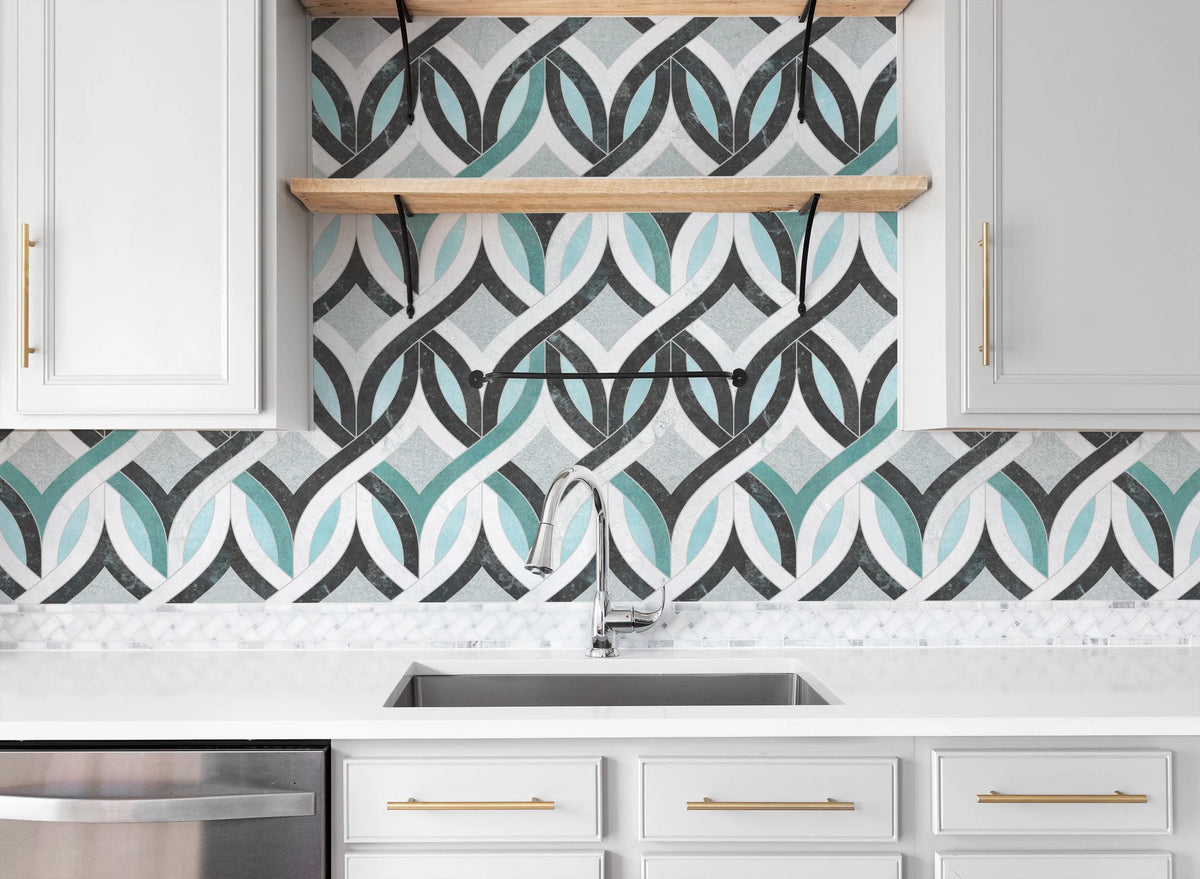 Marble Knots - Teal Wallpaper from Olive et Oriel where you can shop wallpaper and artworks online