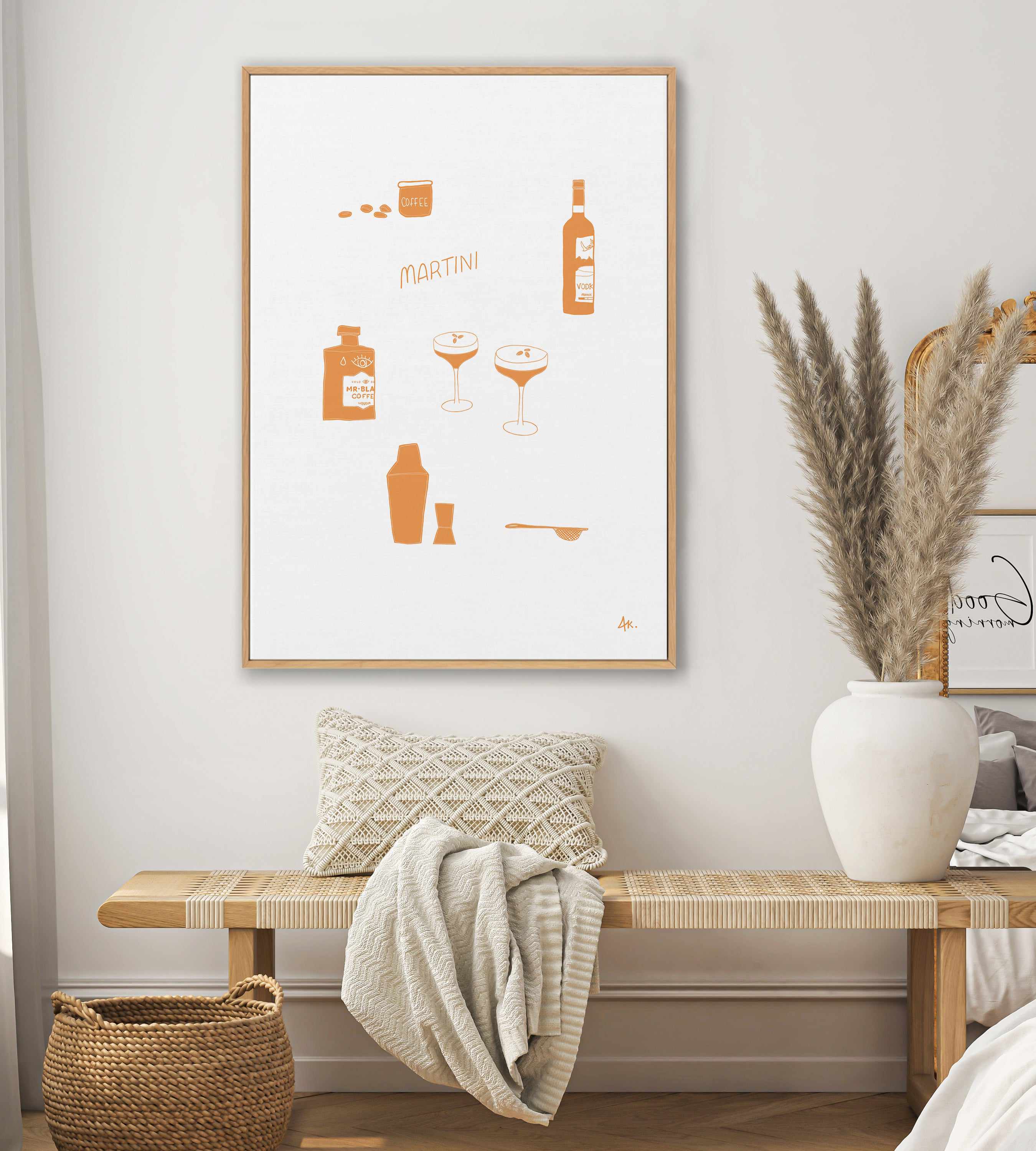 Martini Tan by Anne Korako | Framed Canvas Art Print from Olive et Oriel where you can shop wallpaper and artworks online