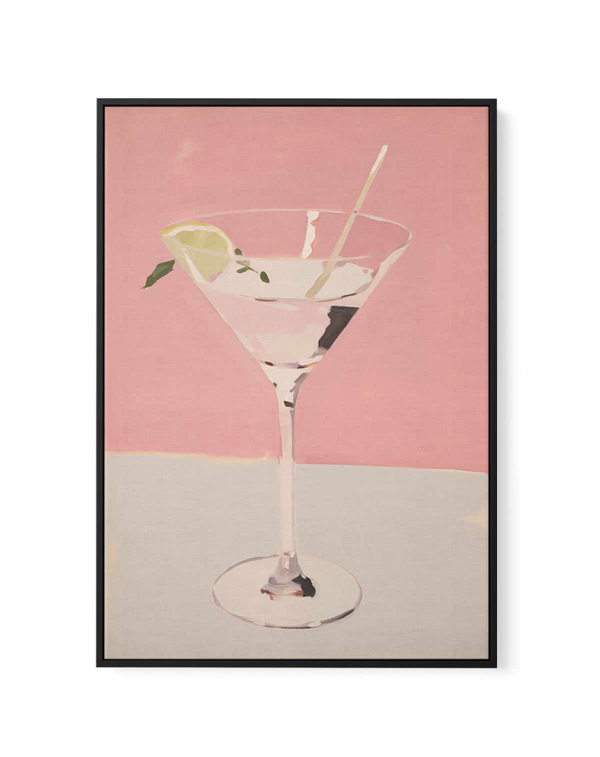 Martini on Pink | Framed Canvas Art Print