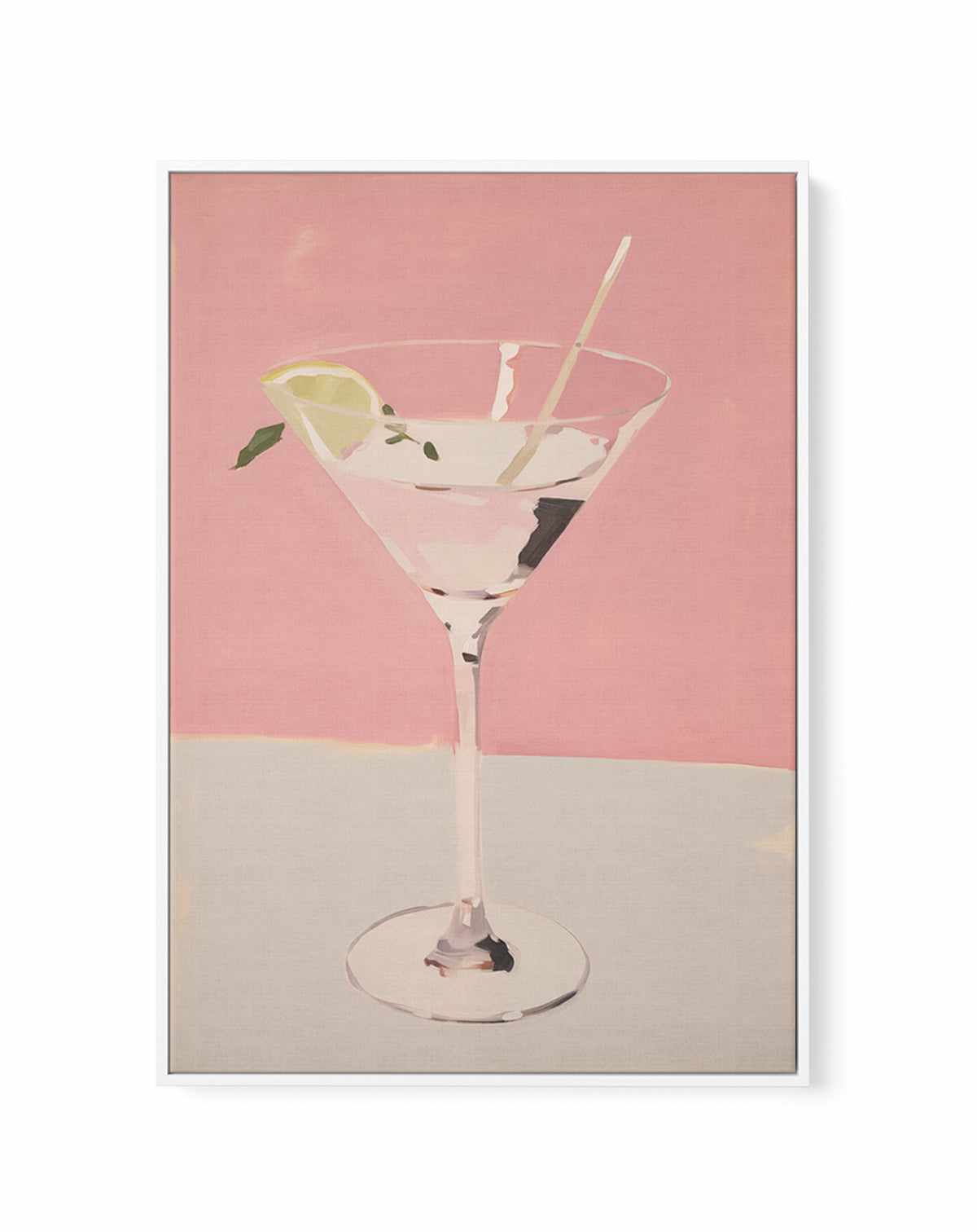 Martini on Pink | Framed Canvas Art Print