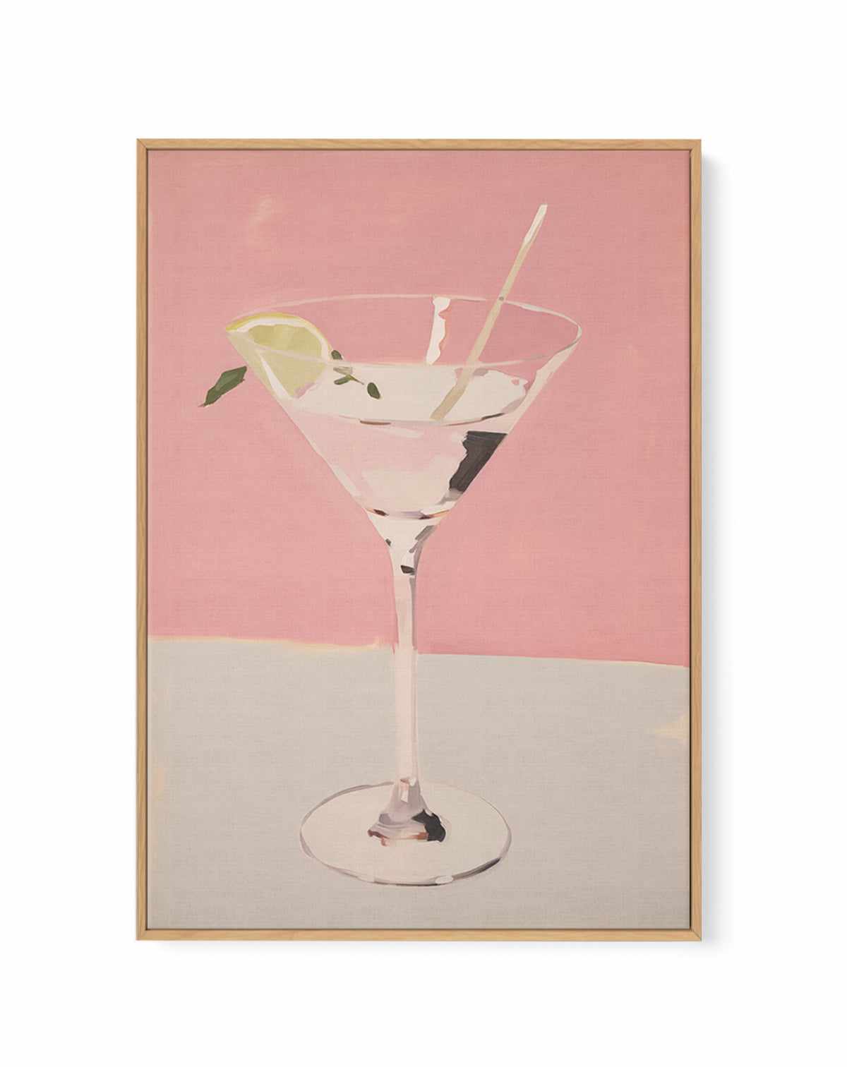 Martini on Pink | Framed Canvas Art Print