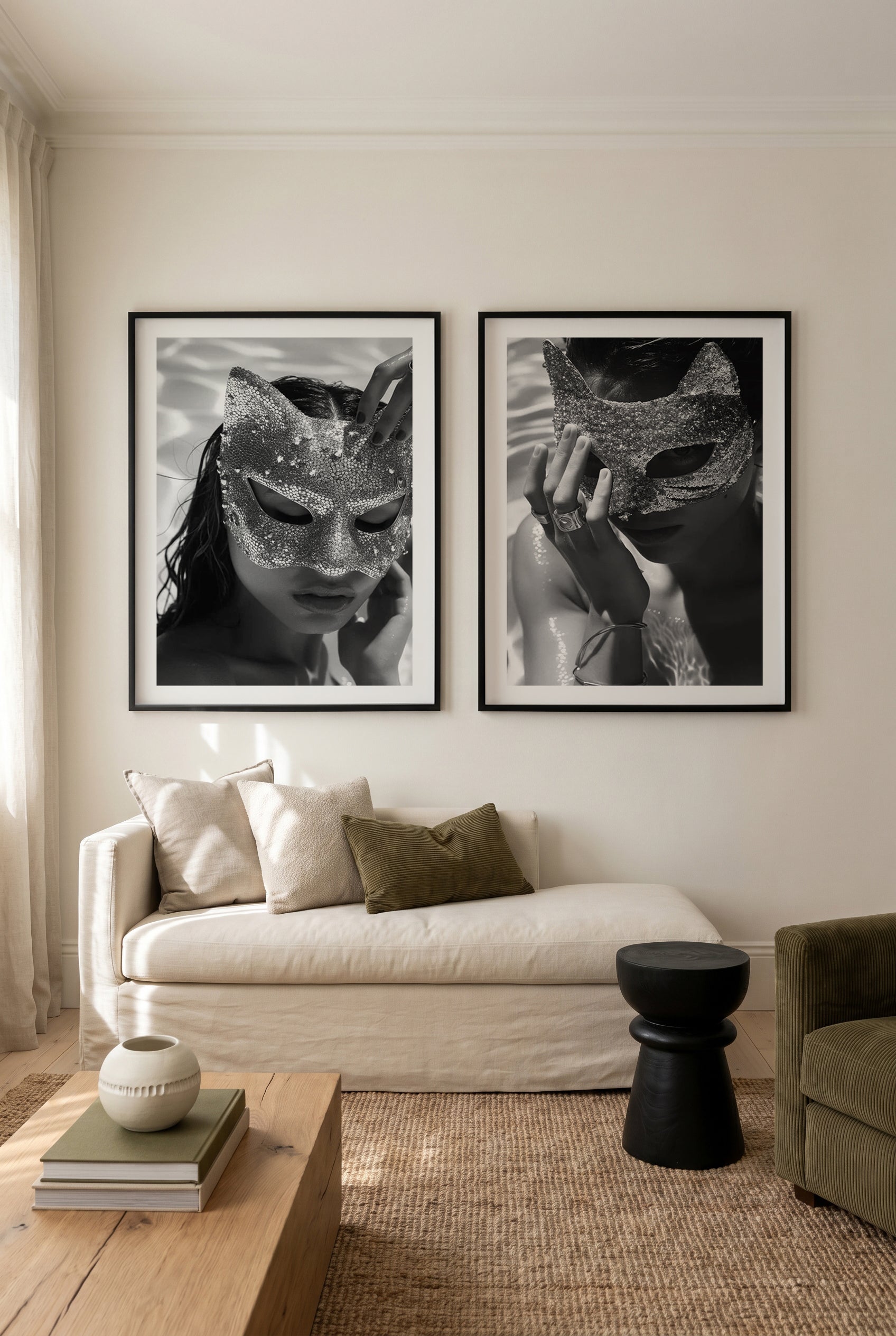 Masked No I & II Art Print Set of 2 | Matching Wall Art