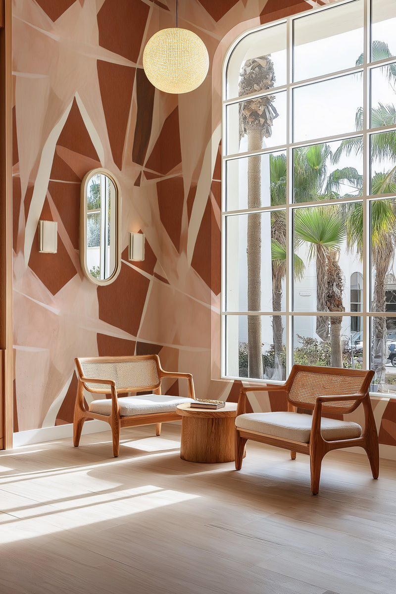 Matera Abstract in Chocolate Brown Commercial Vinyl Wallpaper from Olive et Oriel where you can shop wallpaper and artworks online