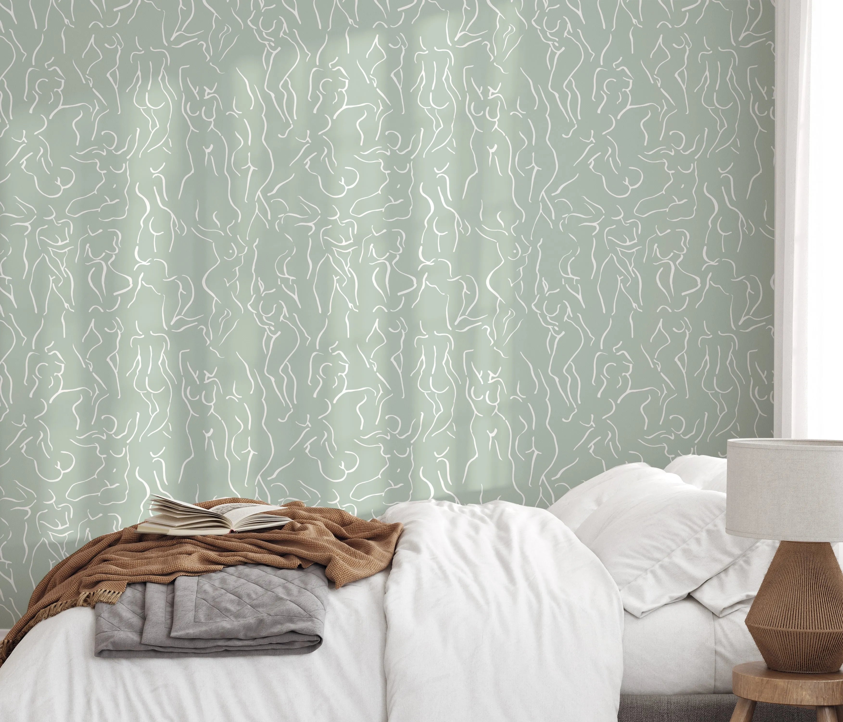 She Loved Matisse in Sage Wallpaper from Olive et Oriel where you can shop wallpaper and artworks online