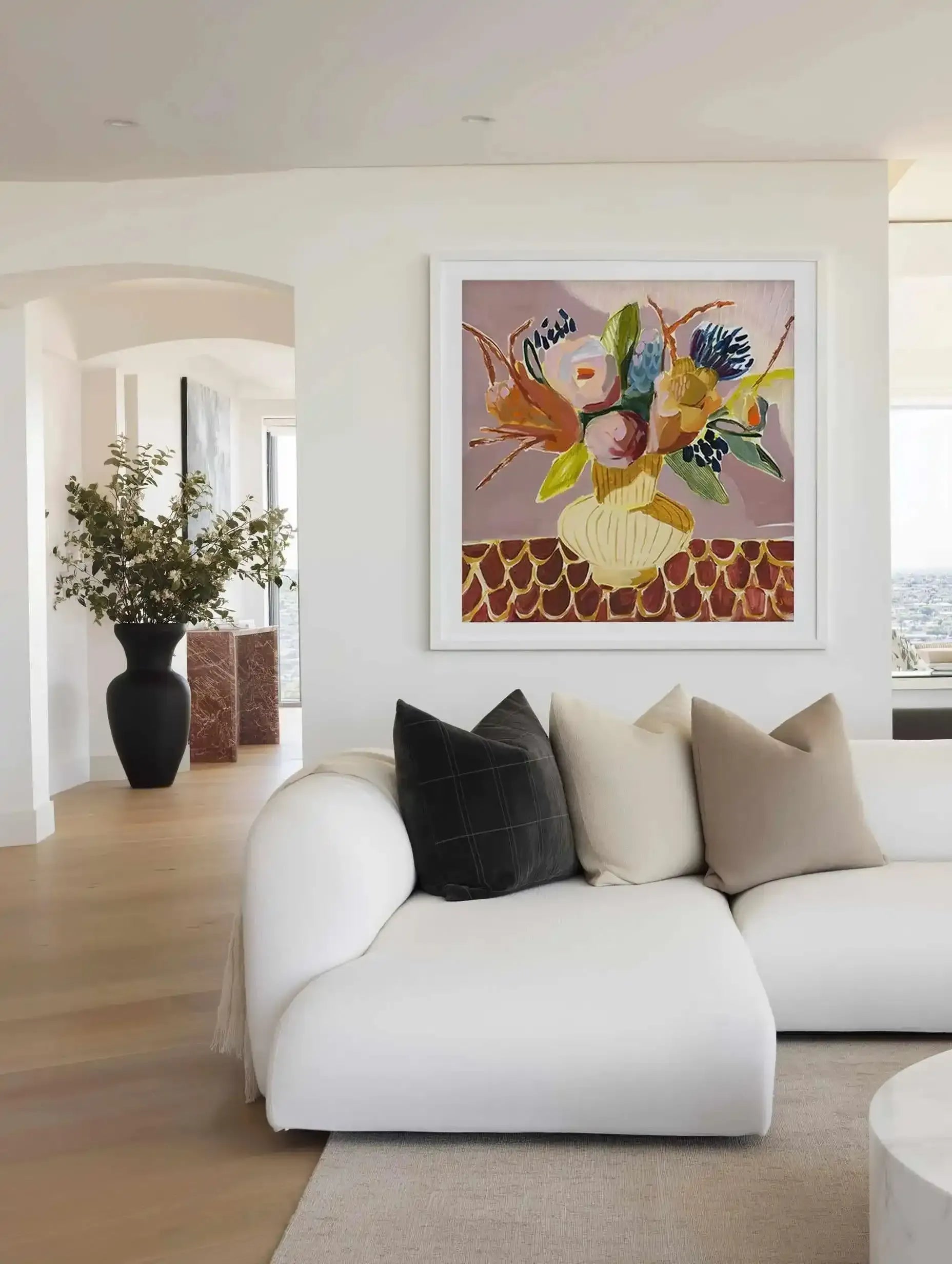 Mauve Floral by Jenny Westenhofer Square Art Print from Olive et Oriel where you can shop wallpaper and artworks online