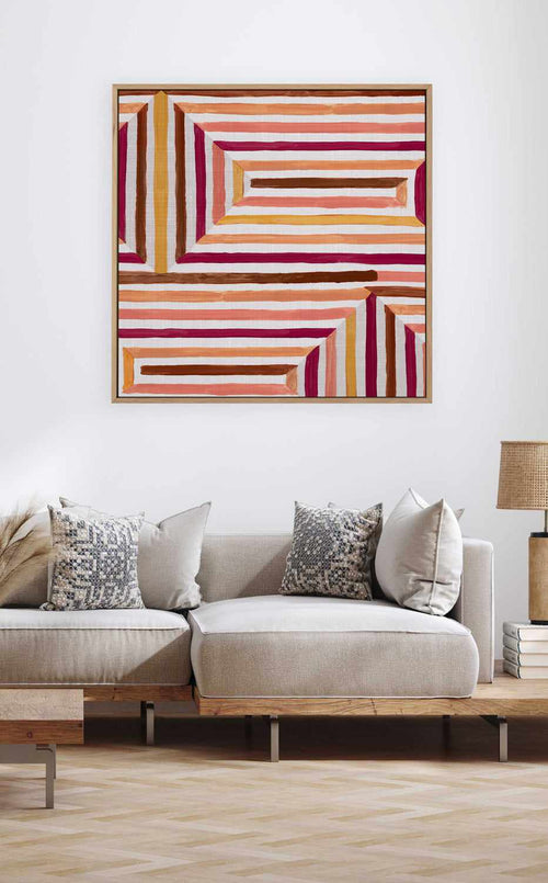 Mayan Labyrinth II | Framed Canvas Art Print