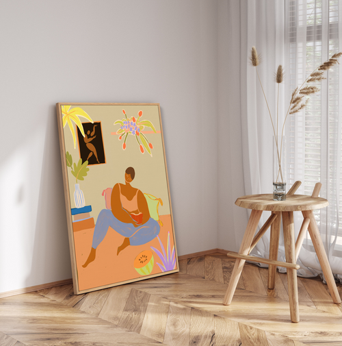 Me Time by Arty Guava | Framed Canvas Art Print