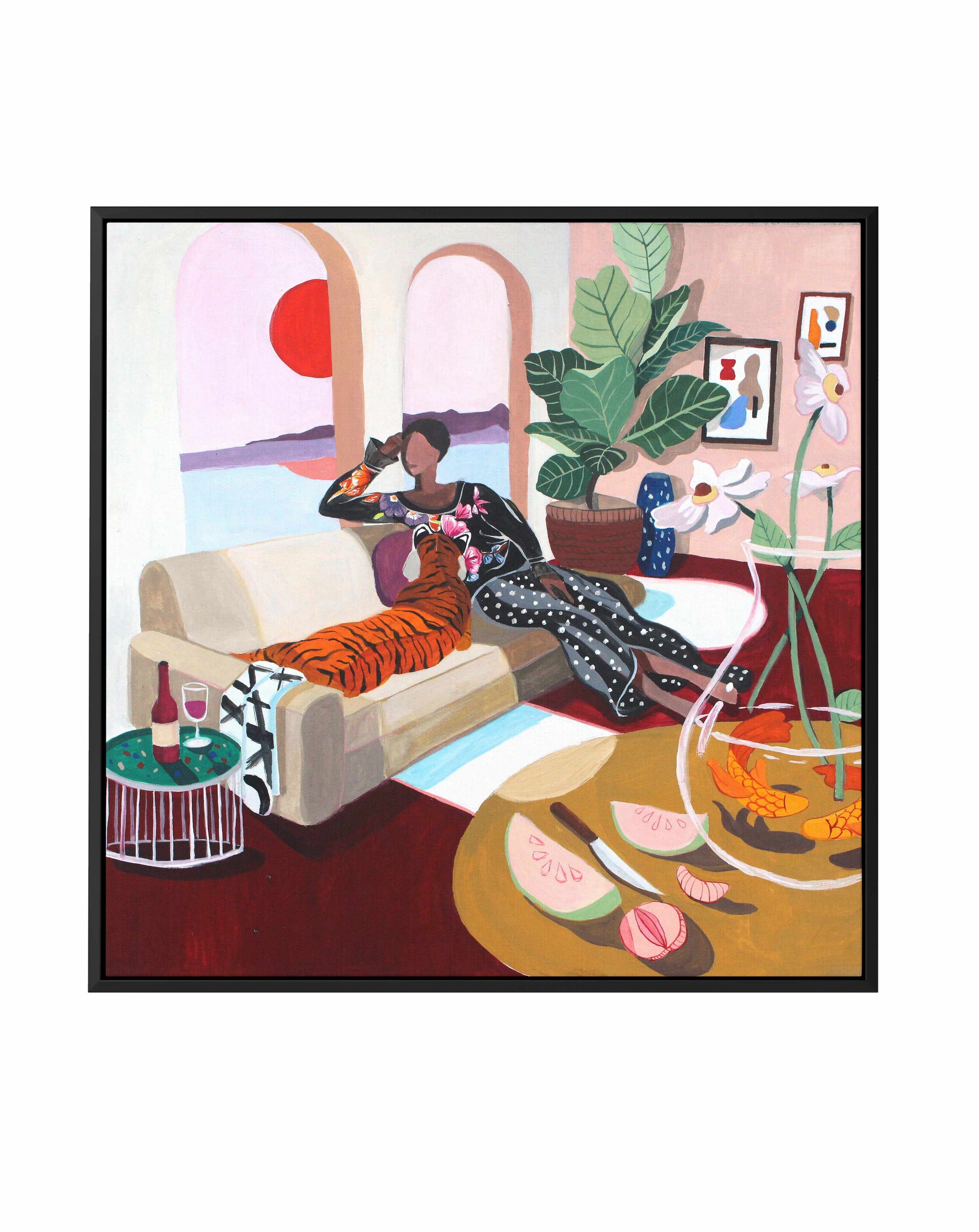 Me and My Tiger by Arty Guava | Framed Canvas Art Print from Olive et Oriel where you can shop wallpaper and artworks online