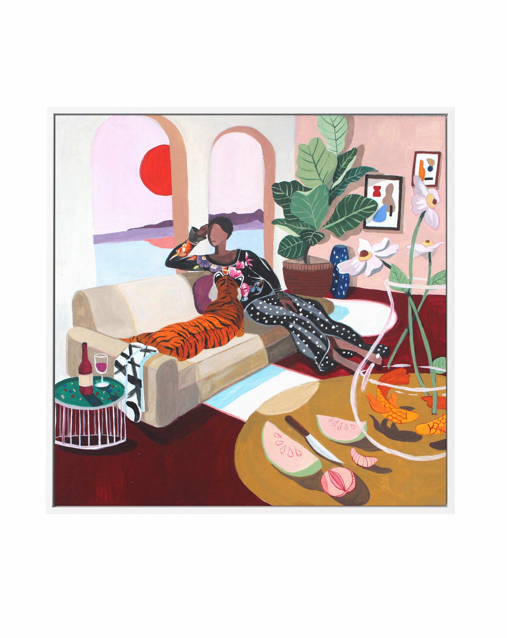 Me and My Tiger by Arty Guava | Framed Canvas Art Print from Olive et Oriel where you can shop wallpaper and artworks online