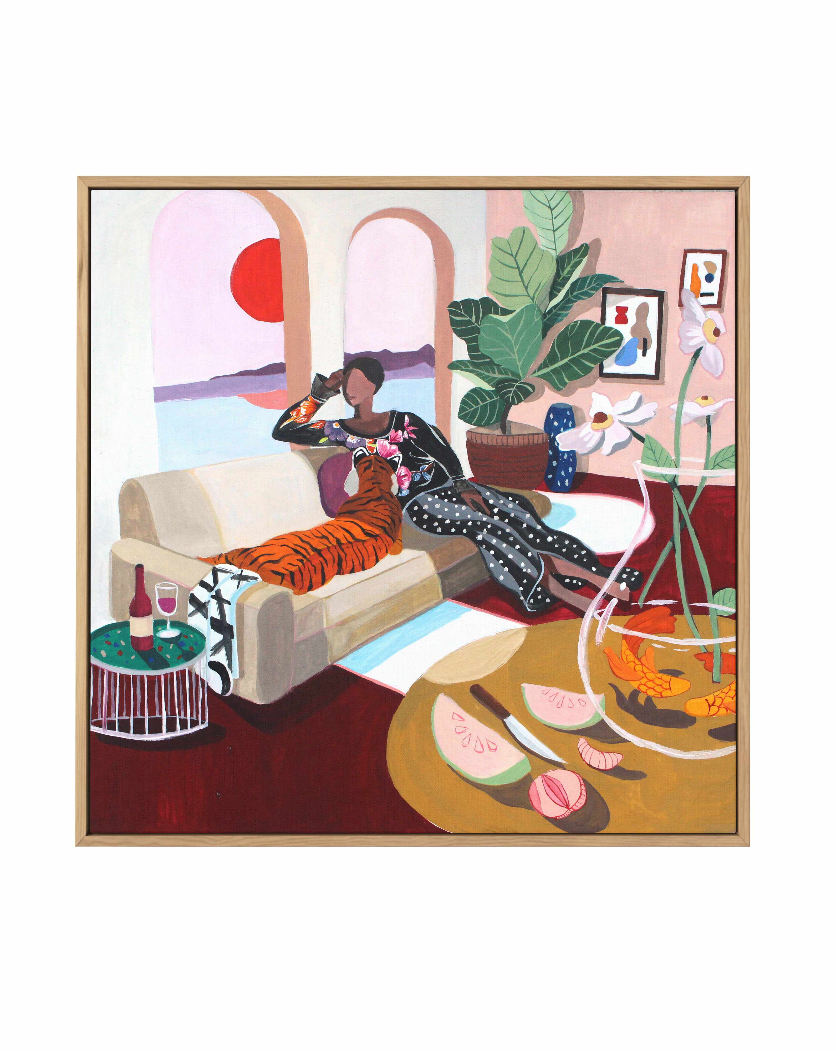 Me and My Tiger by Arty Guava | Framed Canvas Art Print from Olive et Oriel where you can shop wallpaper and artworks online