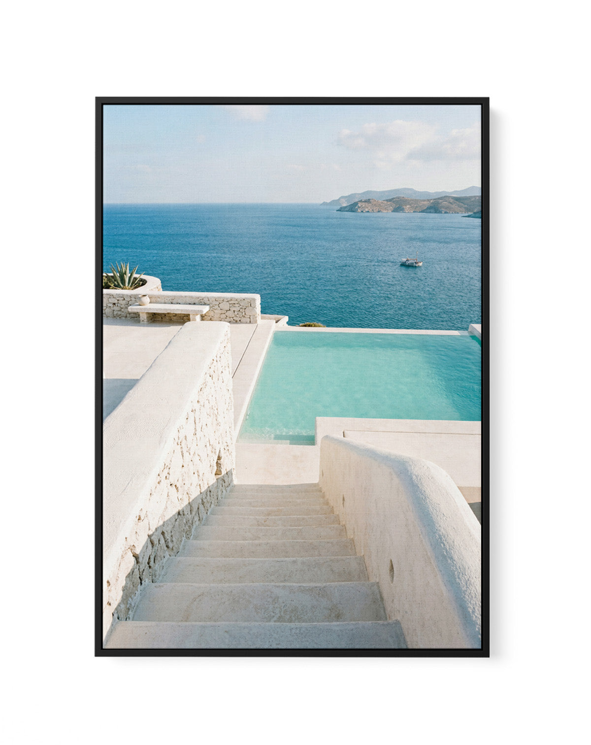 Mediterranean Sea View | Framed Canvas Art Print