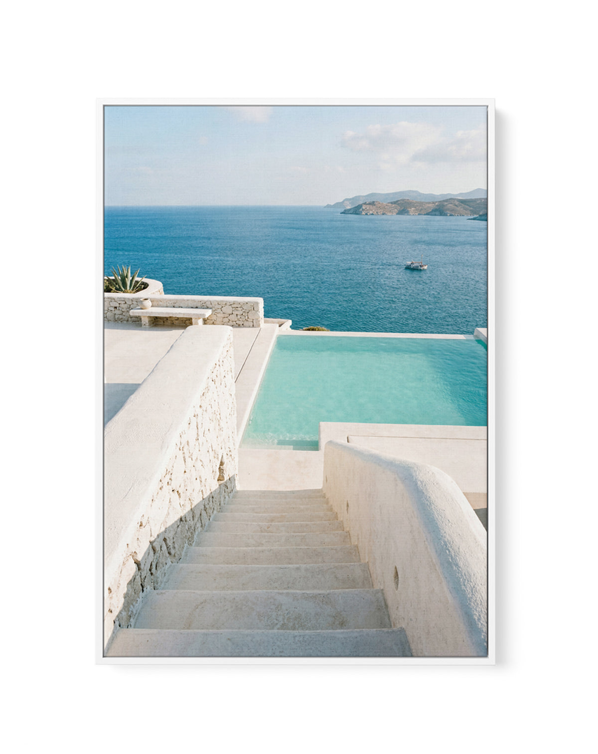 Mediterranean Sea View | Framed Canvas Art Print