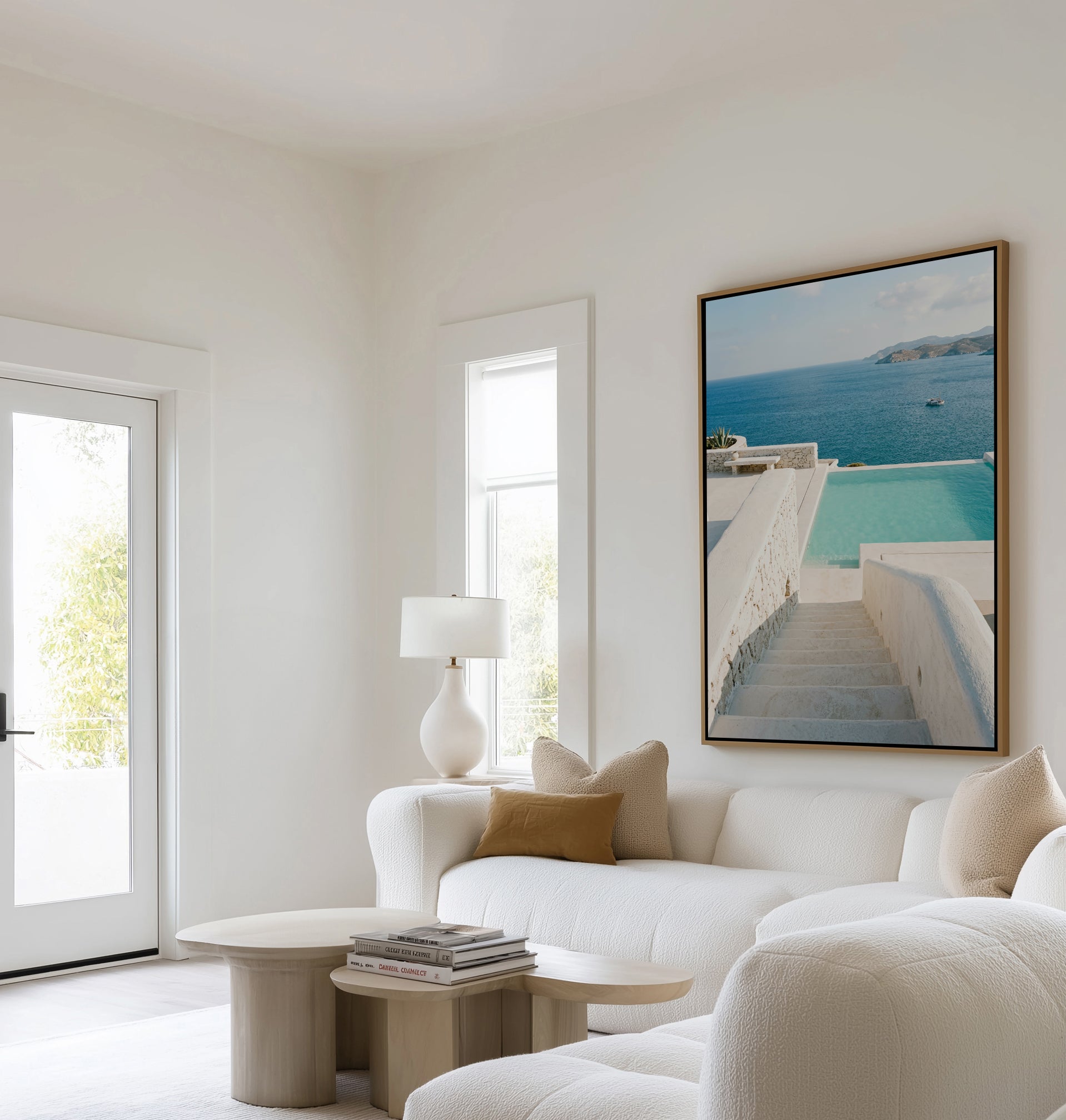 Mediterranean Sea View | Framed Canvas Art Print