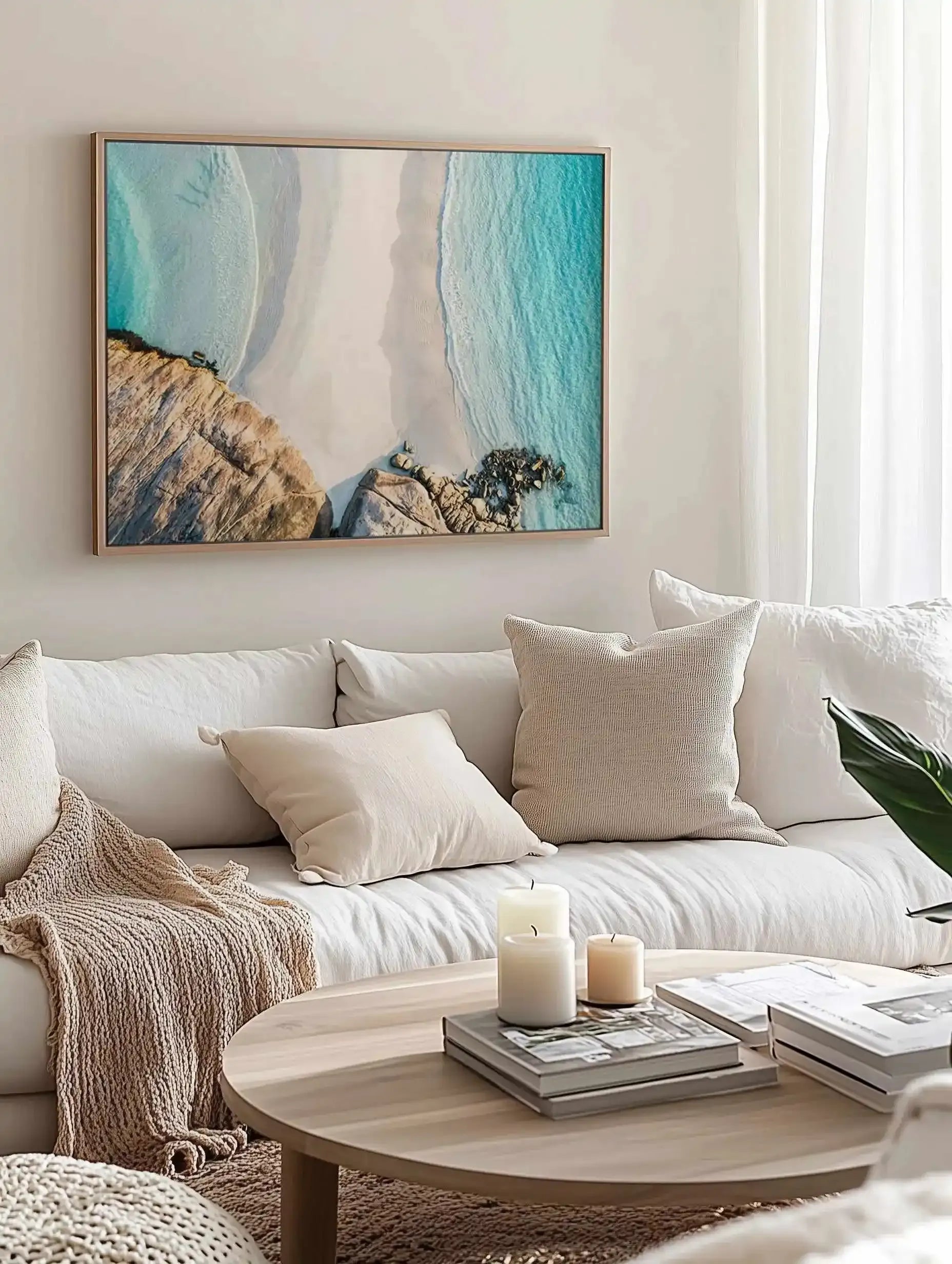 Meeting Point, Wylie Bay | Aerial Photo Wall Framed Canvas Art Print from Olive et Oriel where you can shop wallpaper and artworks online
