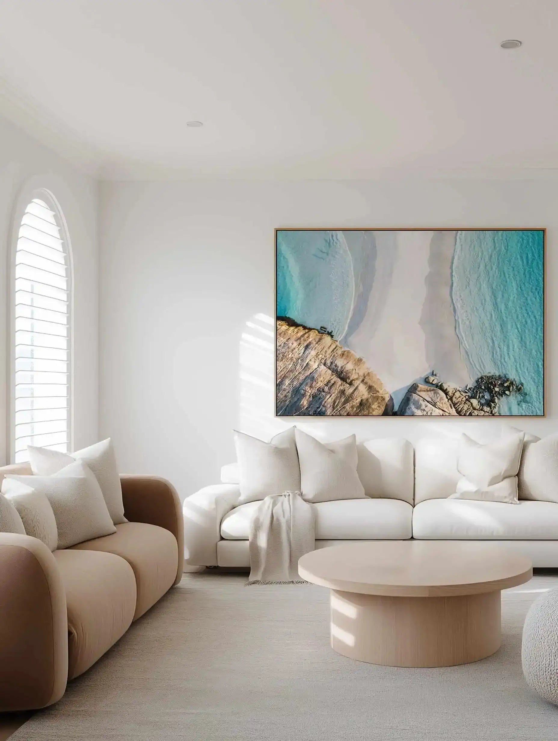 Meeting Point, Wylie Bay | Aerial Photo Wall Framed Canvas Art Print from Olive et Oriel where you can shop wallpaper and artworks online