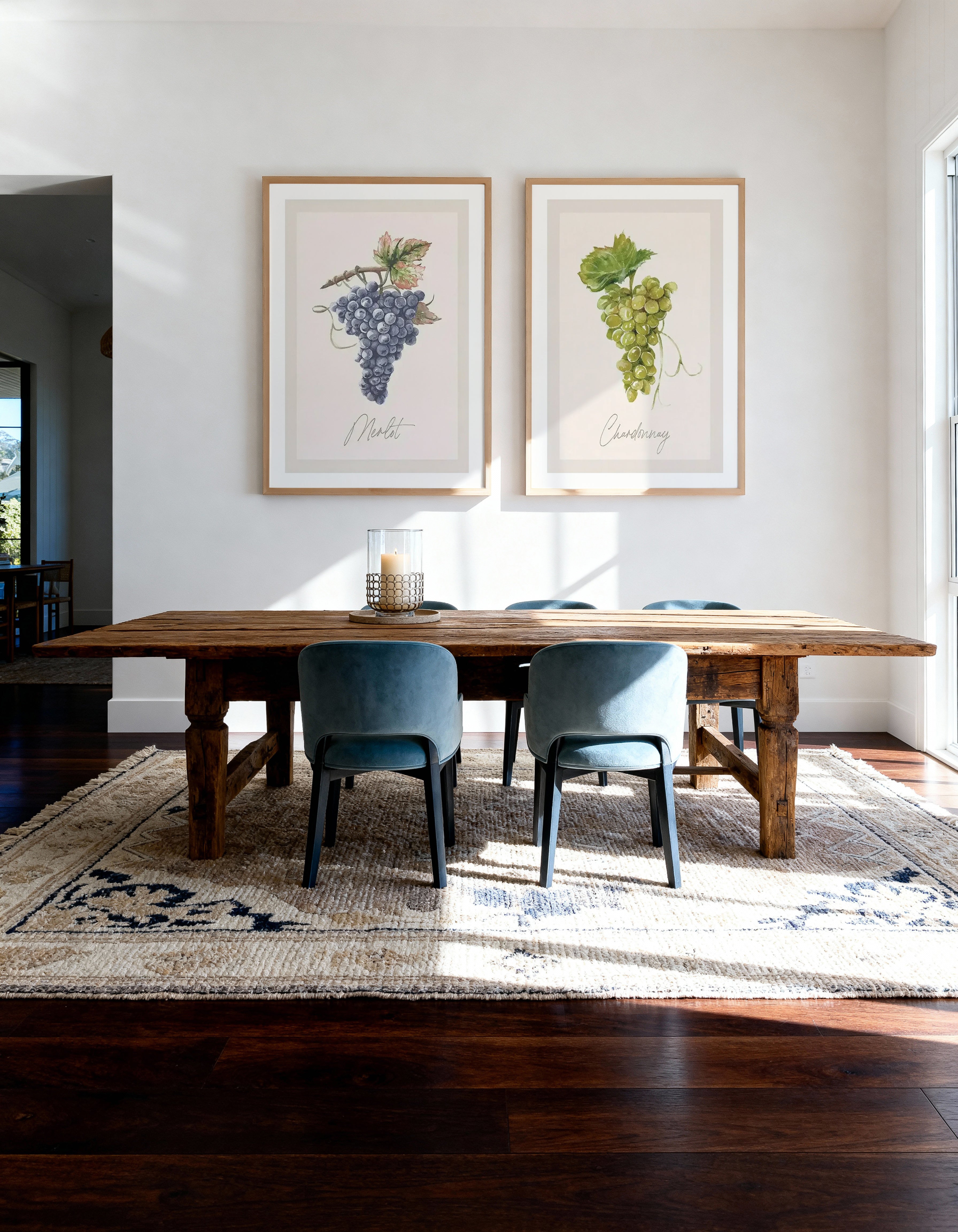 Merlot & Chardonnay Art Print Set of 2 | Matching Wall Art