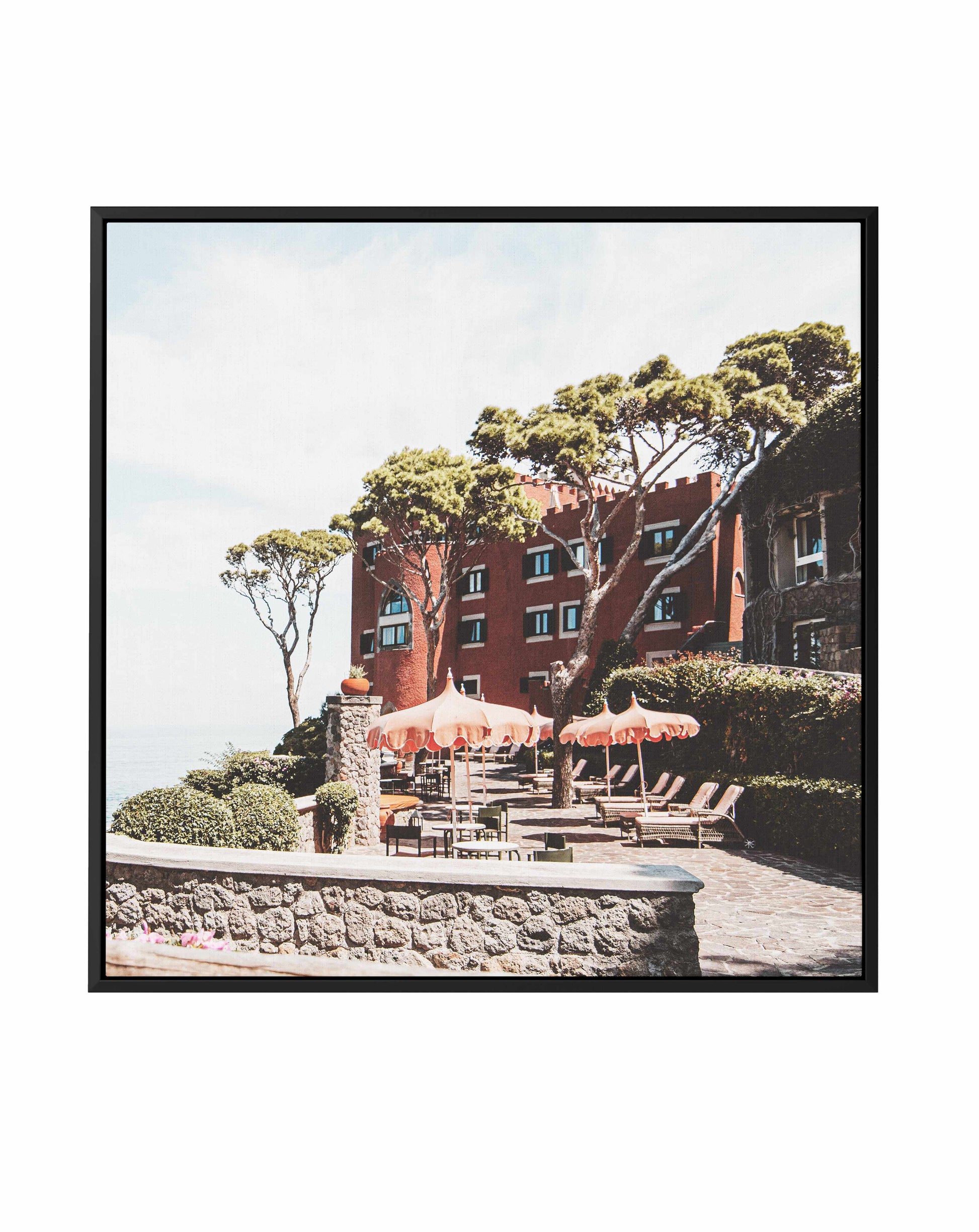 Mezzatore Sunbeds II, Italy | Framed Canvas Art Print from Olive et Oriel where you can shop wallpaper and artworks online