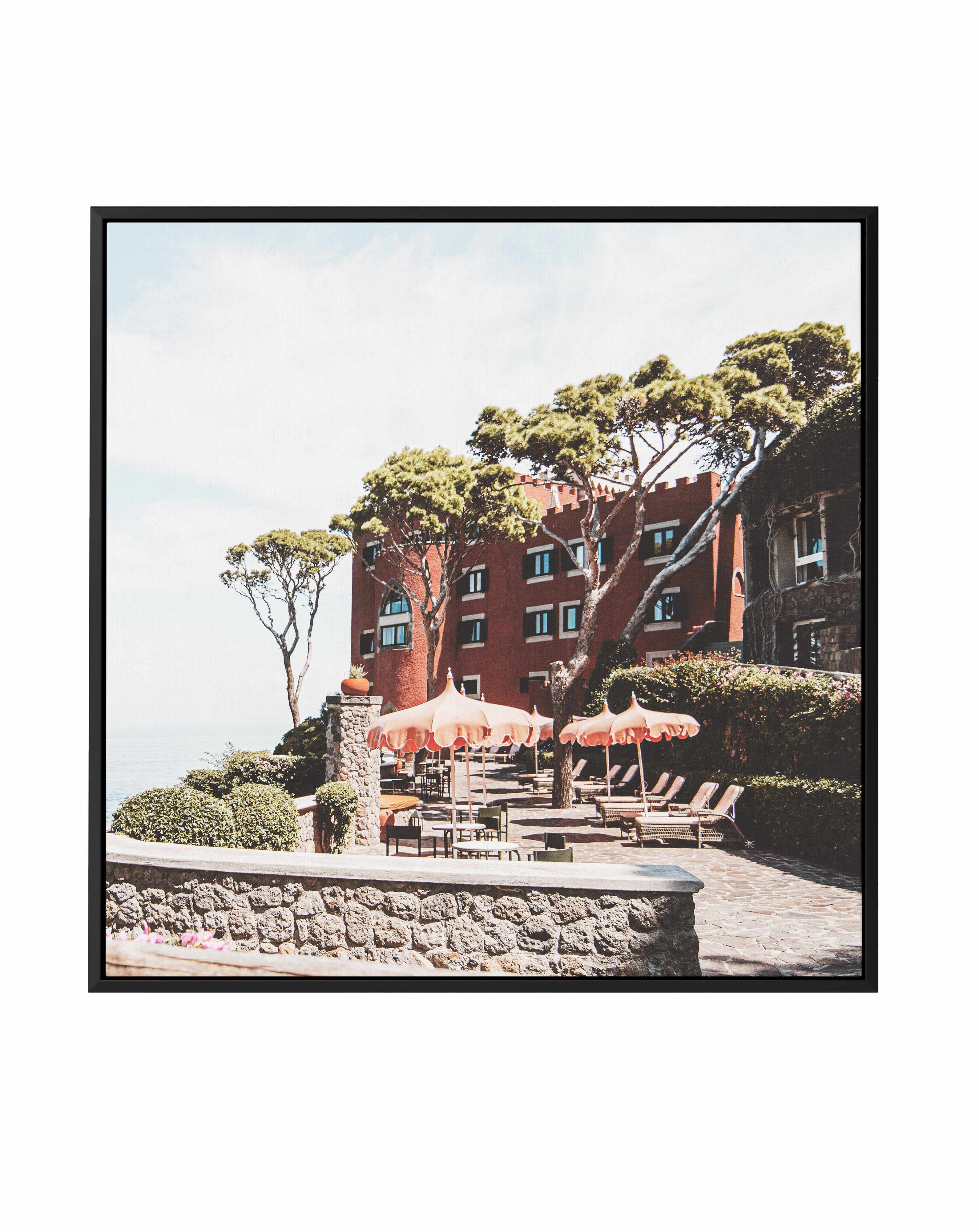 Mezzatore Sunbeds II, Italy | Framed Canvas Art Print from Olive et Oriel where you can shop wallpaper and artworks online