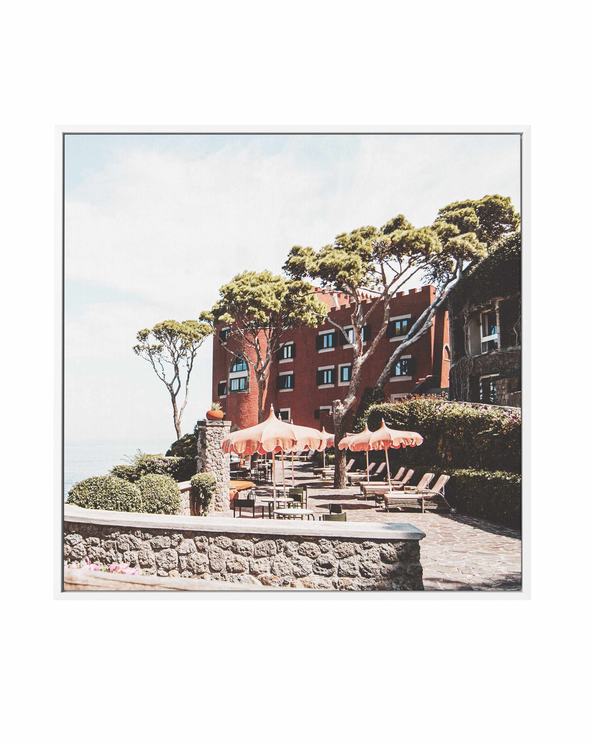 Mezzatore Sunbeds II, Italy | Framed Canvas Art Print from Olive et Oriel where you can shop wallpaper and artworks online