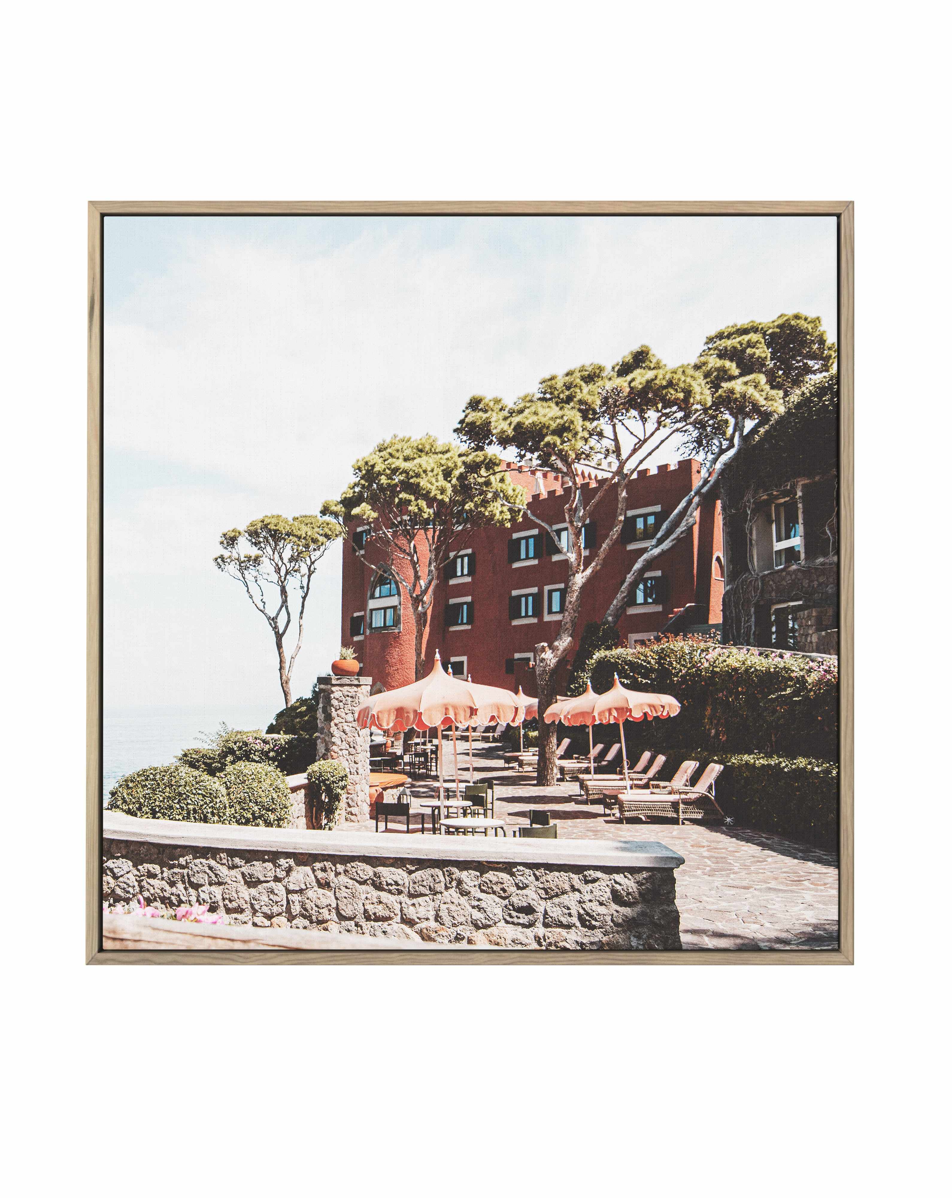 Mezzatore Sunbeds II, Italy | Framed Canvas Art Print from Olive et Oriel where you can shop wallpaper and artworks online