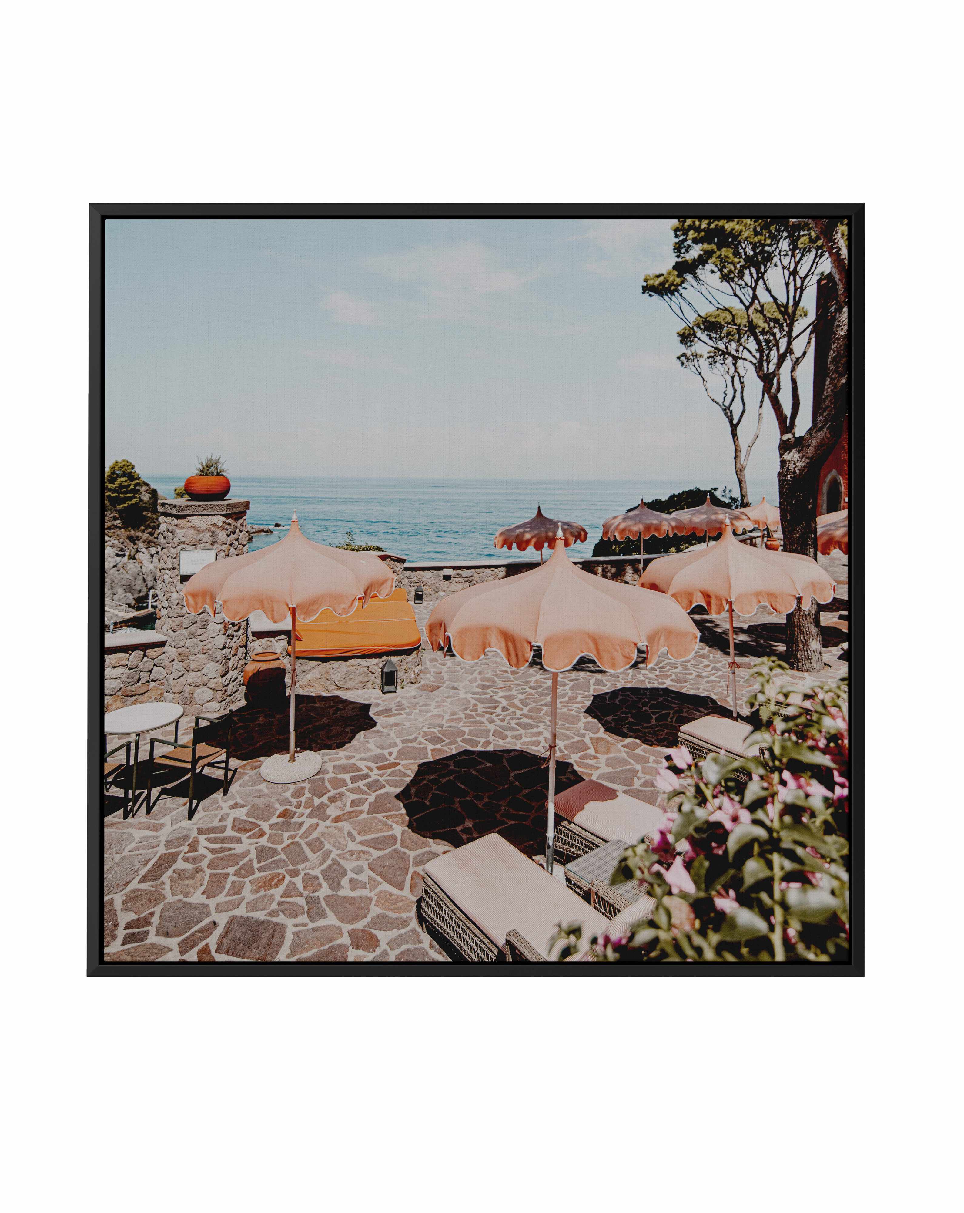 Mezzatore Sunbeds, Italy | Framed Canvas Art Print