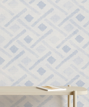 Miara Ikat in Light Blue Wallpaper from Olive et Oriel where you can shop wallpaper and artworks online