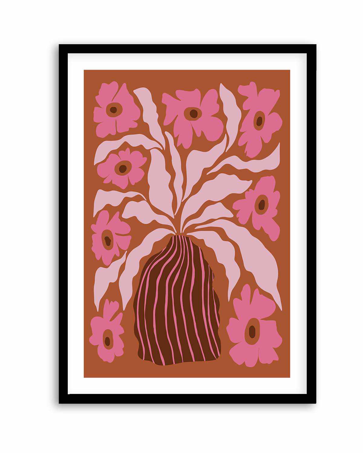 Mid Century Blooming Pot By Miho Art Studio | Art Print