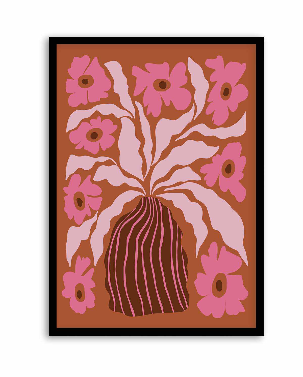 Mid Century Blooming Pot By Miho Art Studio | Art Print