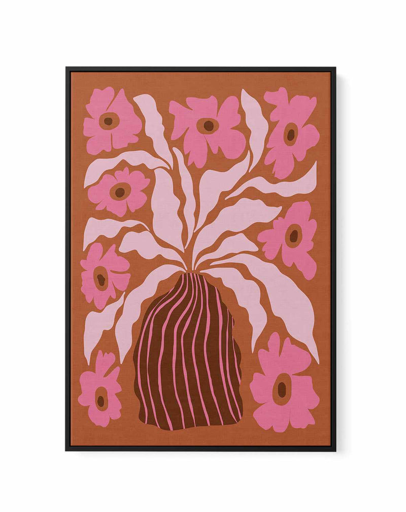 Mid Century Blooming Pot By Miho Art Studio | Framed Canvas Art Print