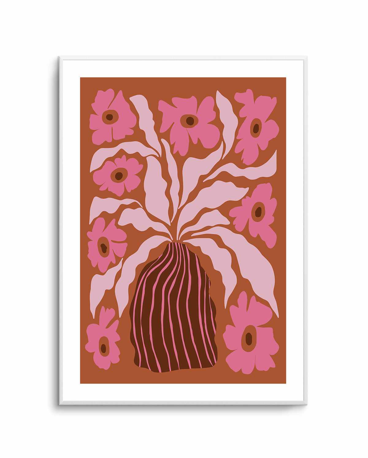 Mid Century Blooming Pot By Miho Art Studio | Art Print